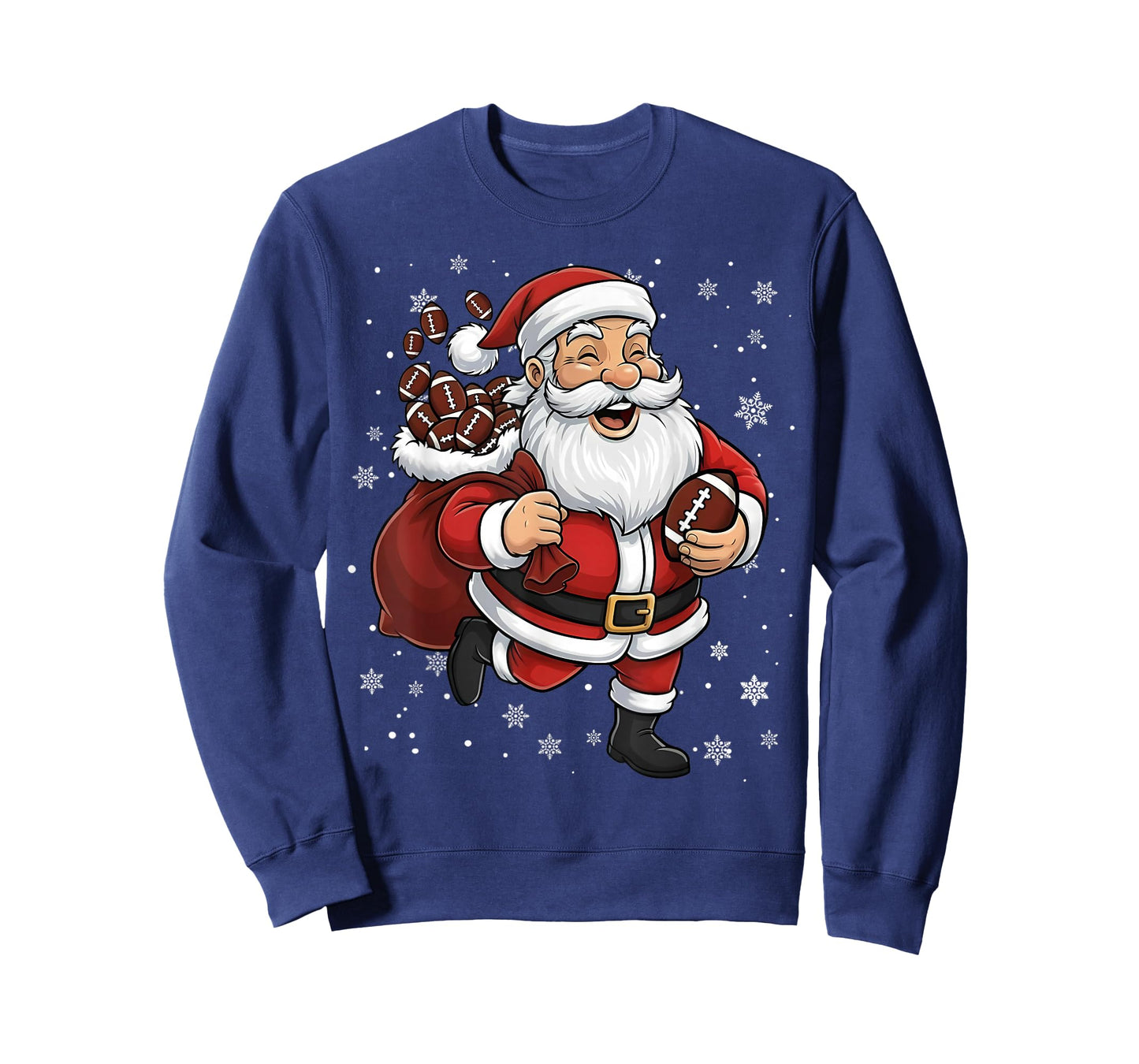 Santa Playing Football Men Boys Christmas Football Players T-Shirt
