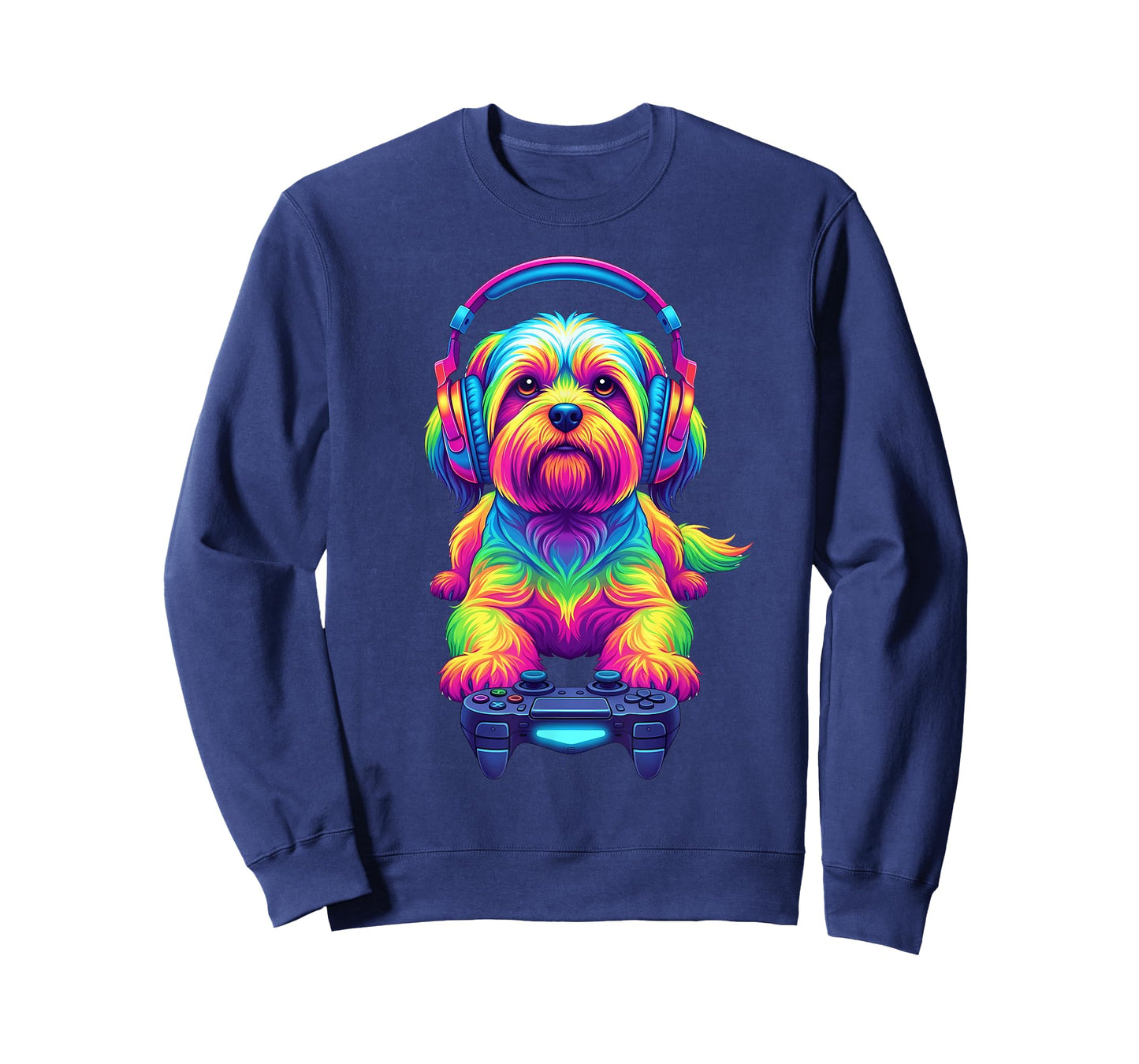 Colorful Lhasa Apso Video Game Gamer Dog Zoo Design T-Shirt
