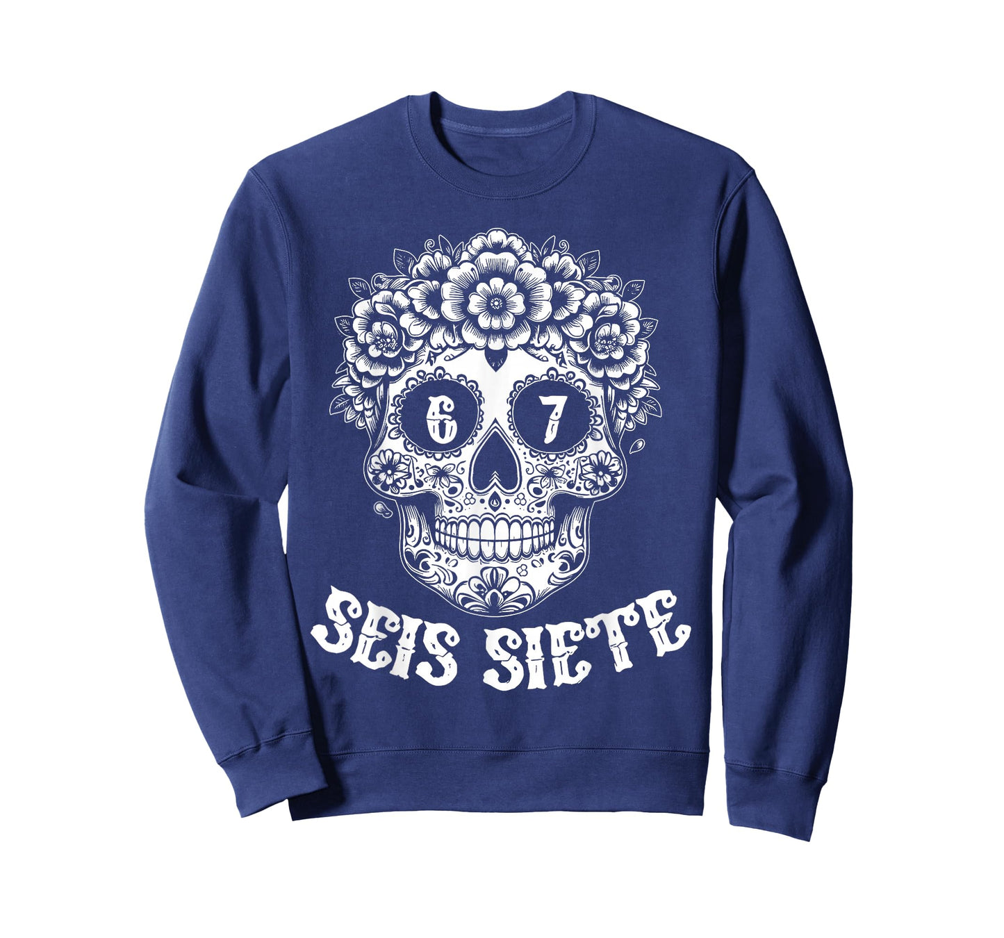 SEIS Siete Mexican Los Muertos Calaveras Skull 67 Boys Girls T-Shirt