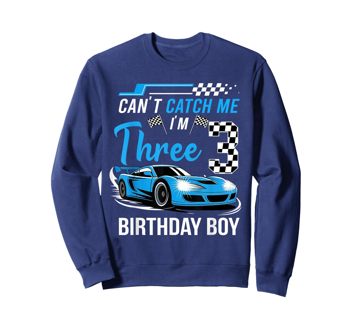 Can’t Catch Me I'm 3 Year Old Birthday Boy Race Car Party T-Shirt
