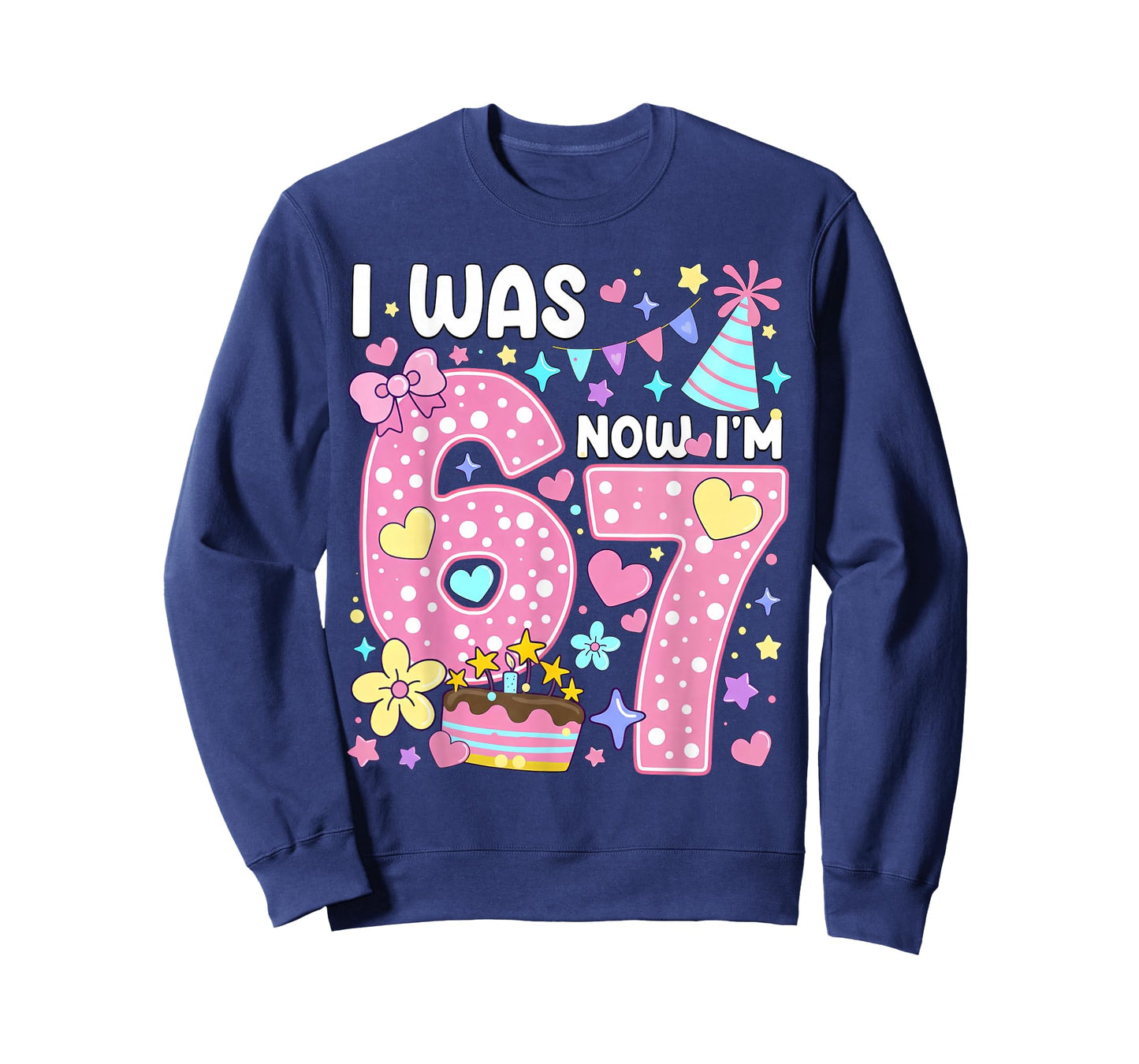 7th Birthday Girl Funny Six Seven I was 6 Now I'm 7 Year Old T-Shirt