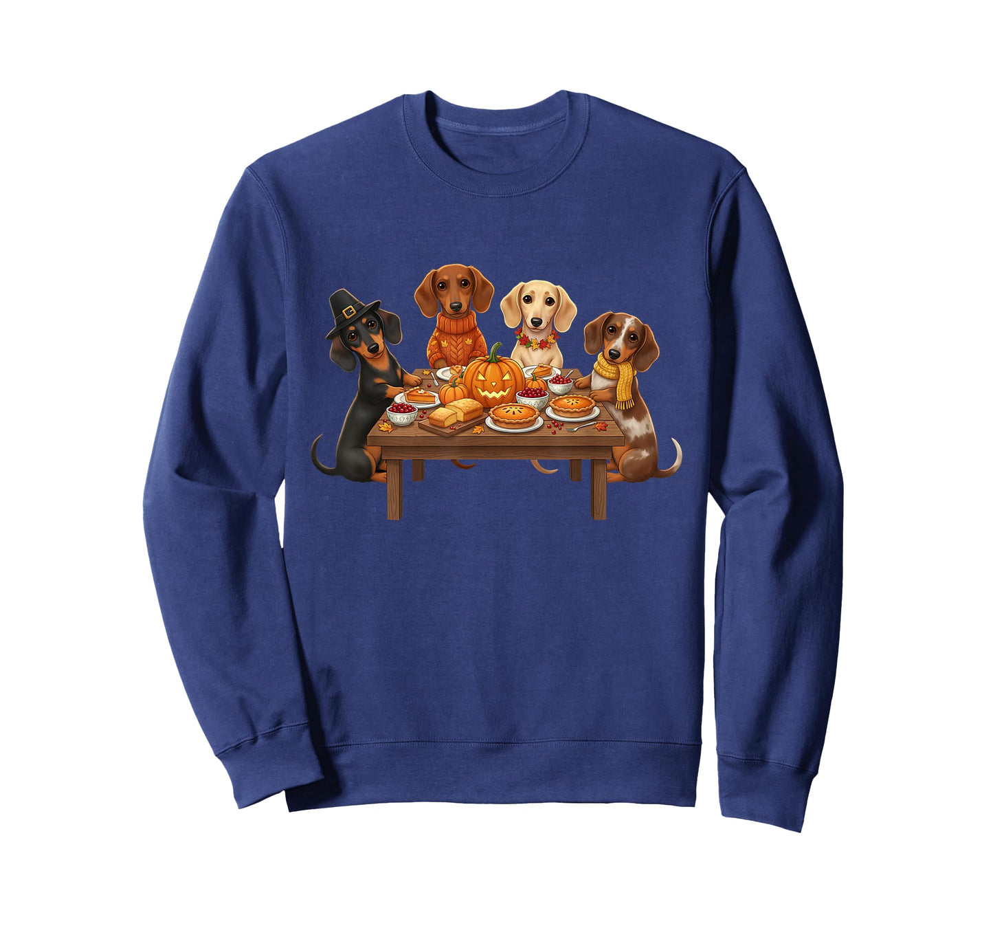 Thanksgiving Dachshund Dogs Dinner Feast Fall Men Women T-Shirt