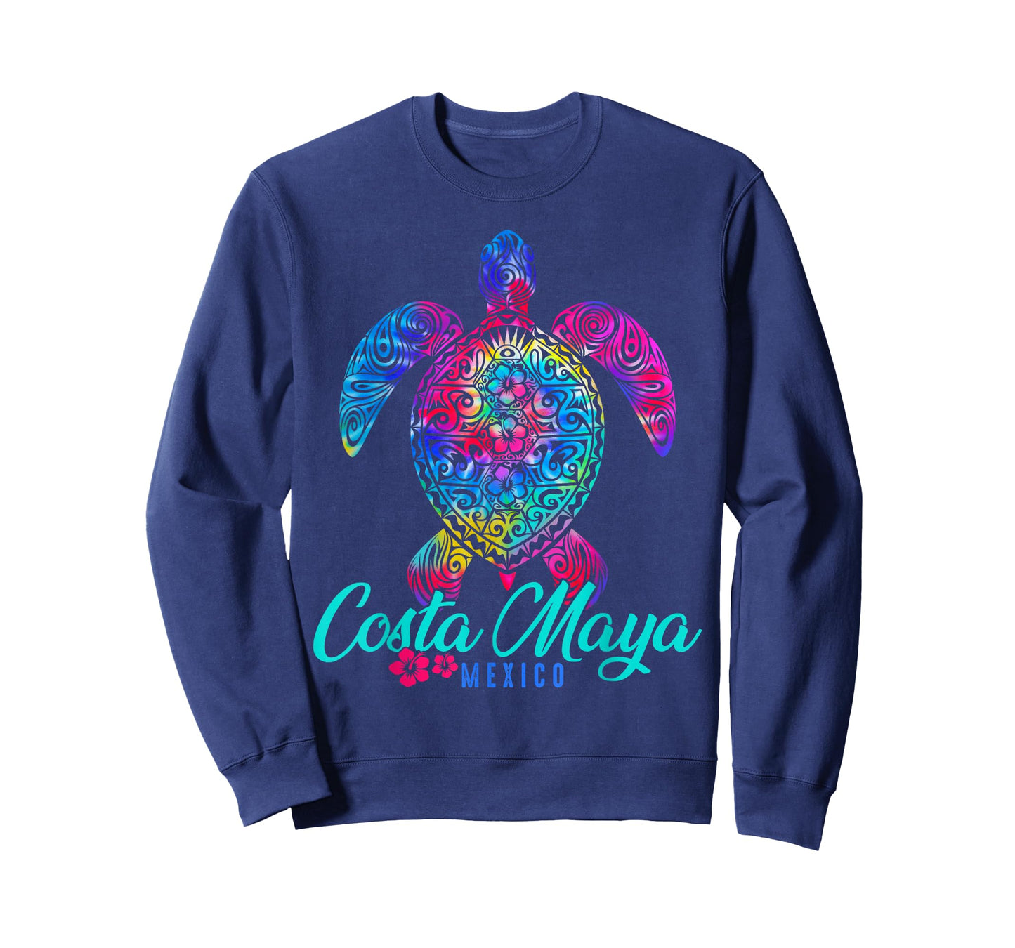 Costa Maya Mexico Sea Turtle Tie Dye Hibiscus Vacation T-Shirt