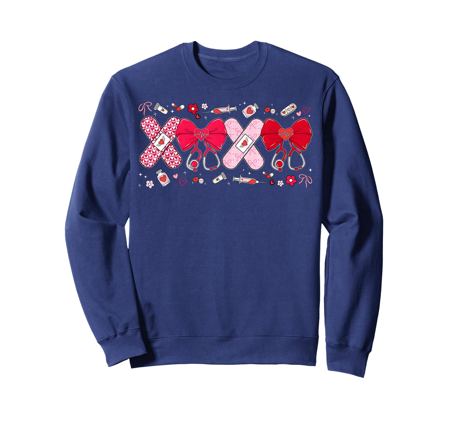 Nurse Valentine Day XOXO Stethoscope Coquette Bow Women T-Shirt