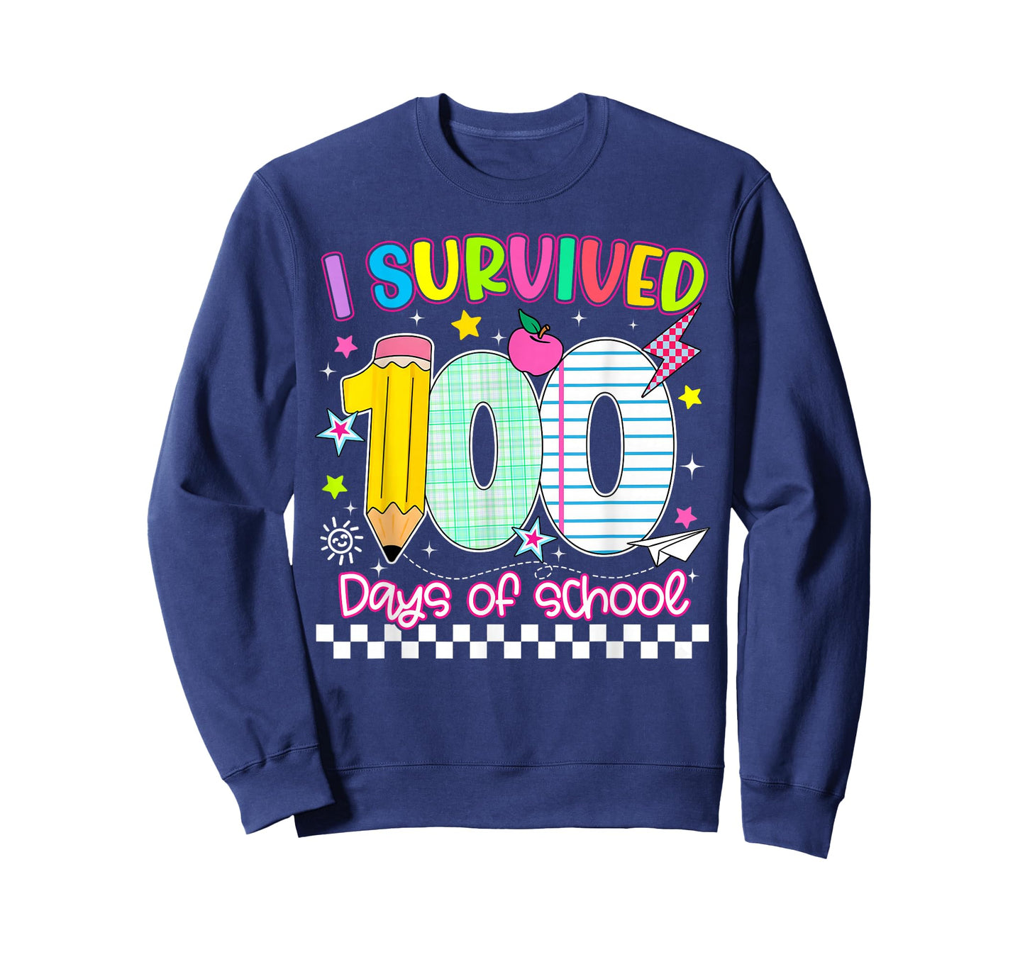 I Survived 100 Days of School Pencil Funny Boy Girl Teacher T-Shirt