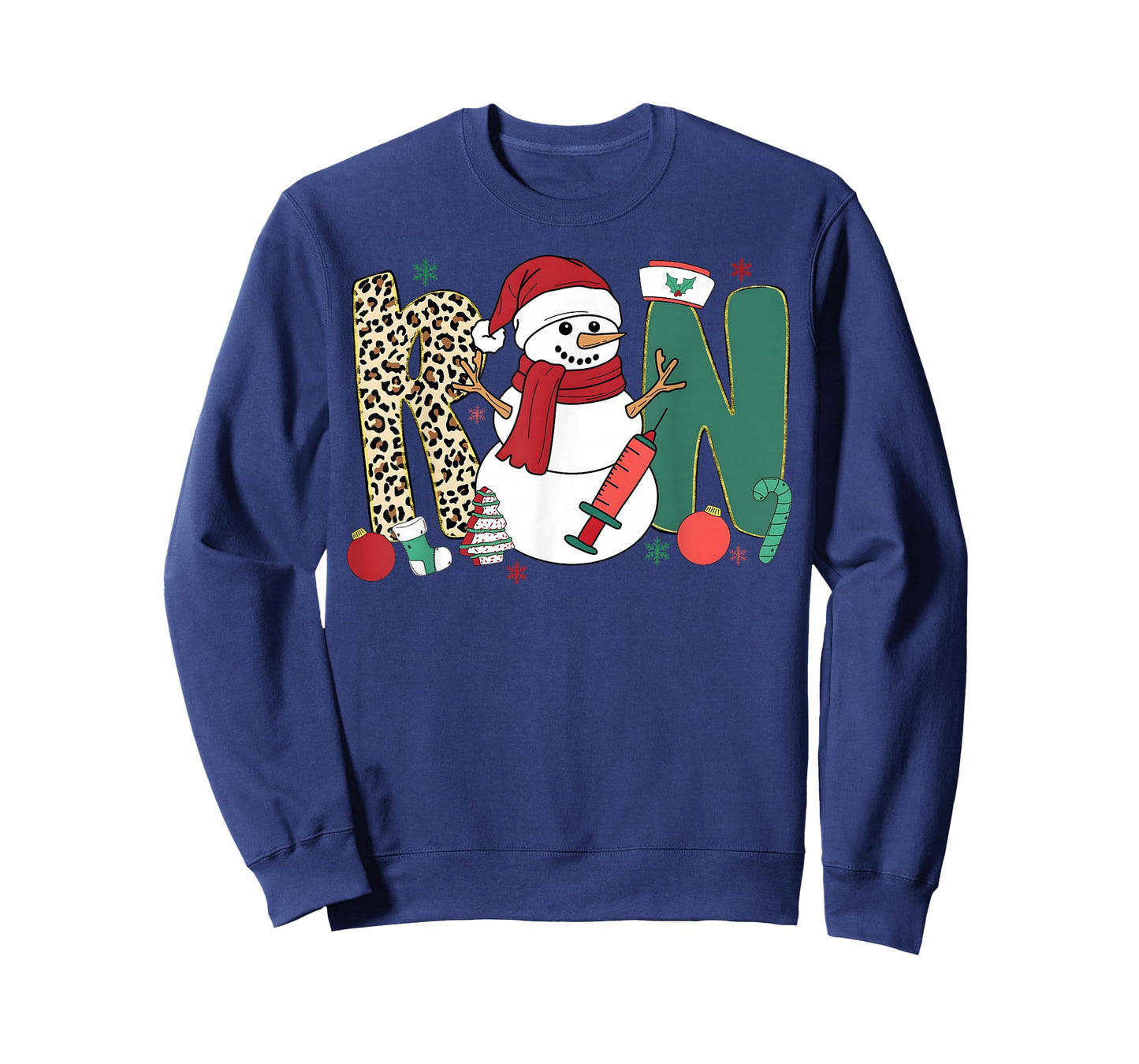 RN Nurse Snowman Merry Christmas Leopard Snowmies Men Women T-Shirt