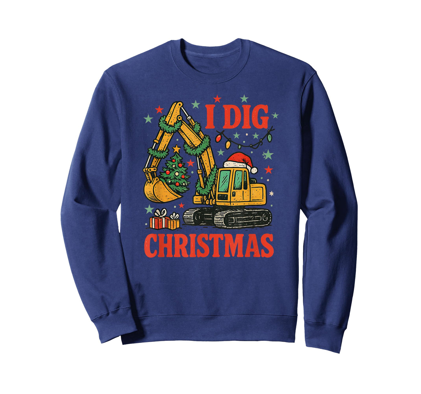I Dig Christmas Excavator Retro Holiday Meme T-Shirt