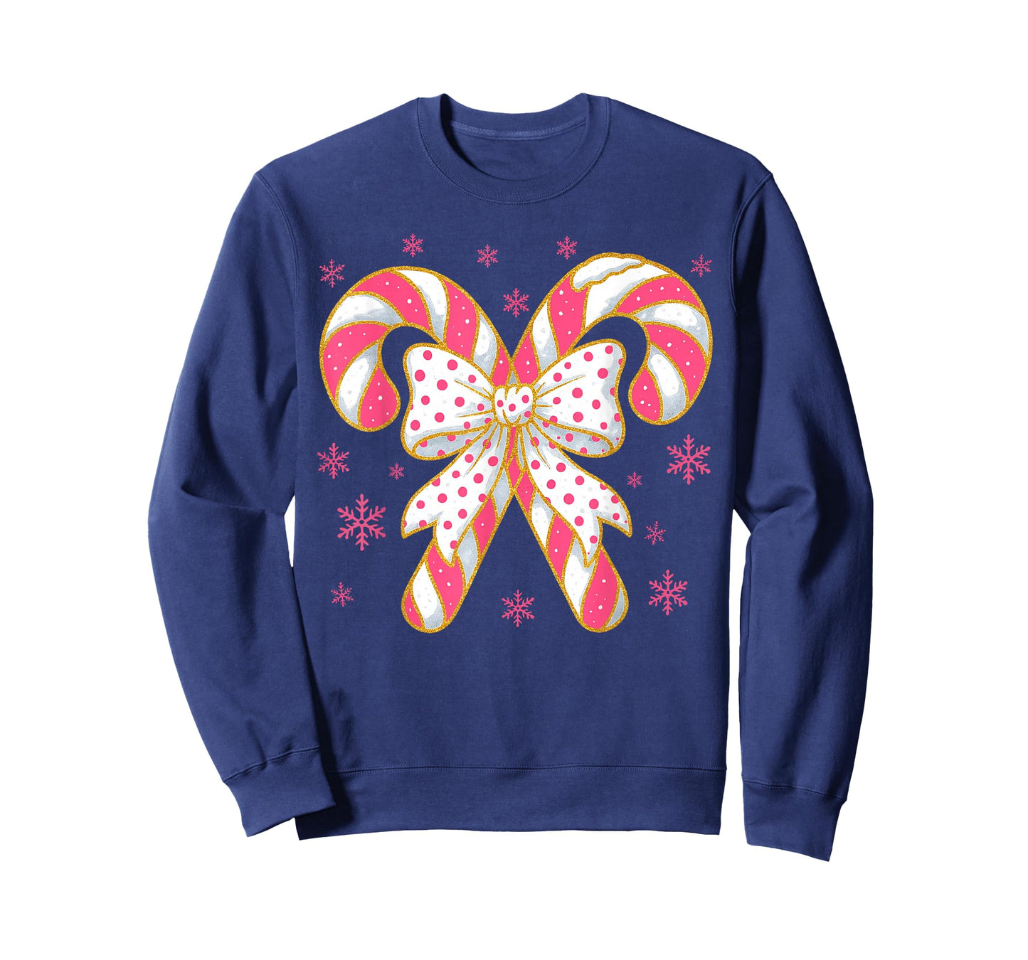 Coquette Bow Candy Cane Christmas Season Girls Womens Retro T-Shirt