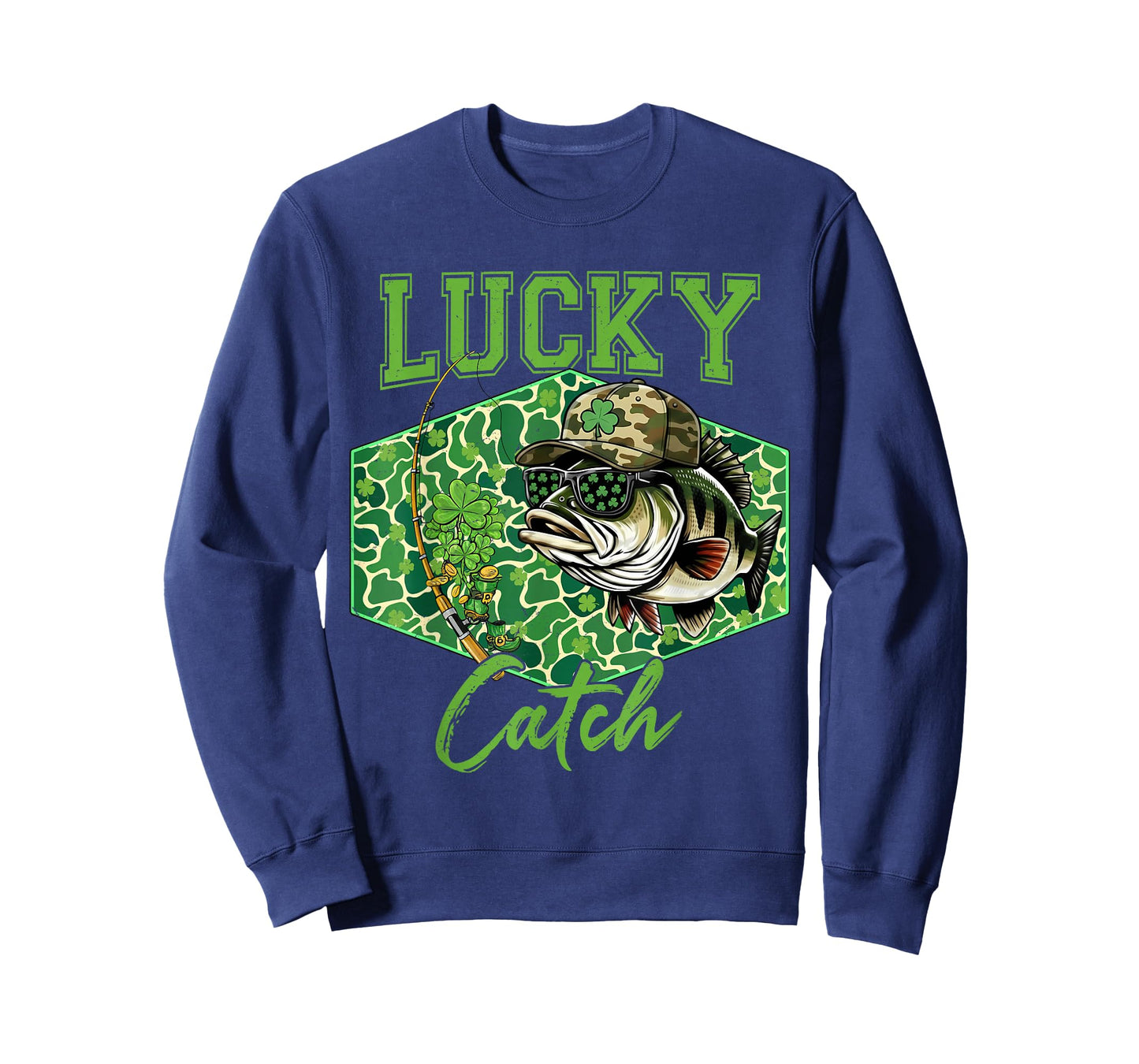 Lucky Catch Bass Fishing Fisherman St Patricks Day T-Shirt