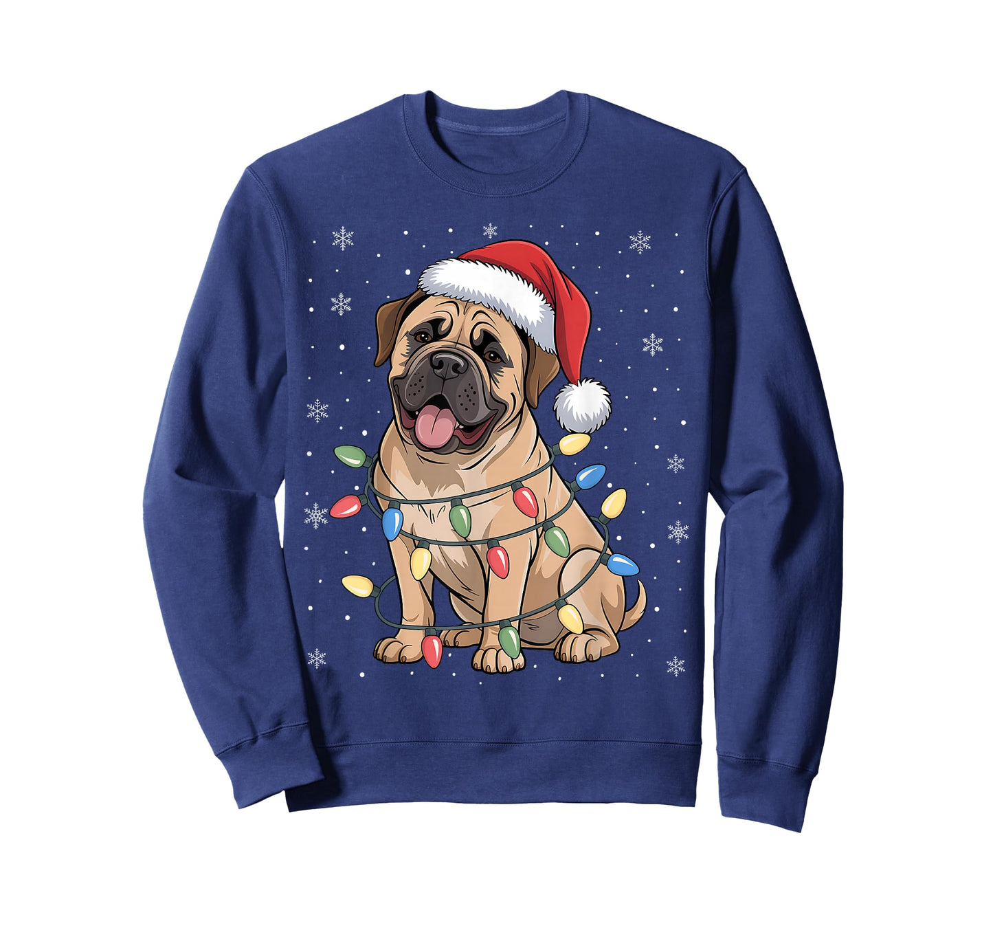 Bullmastiff Dog Christmas Tree Lights Dogs Xmas Pajamas T-Shirt
