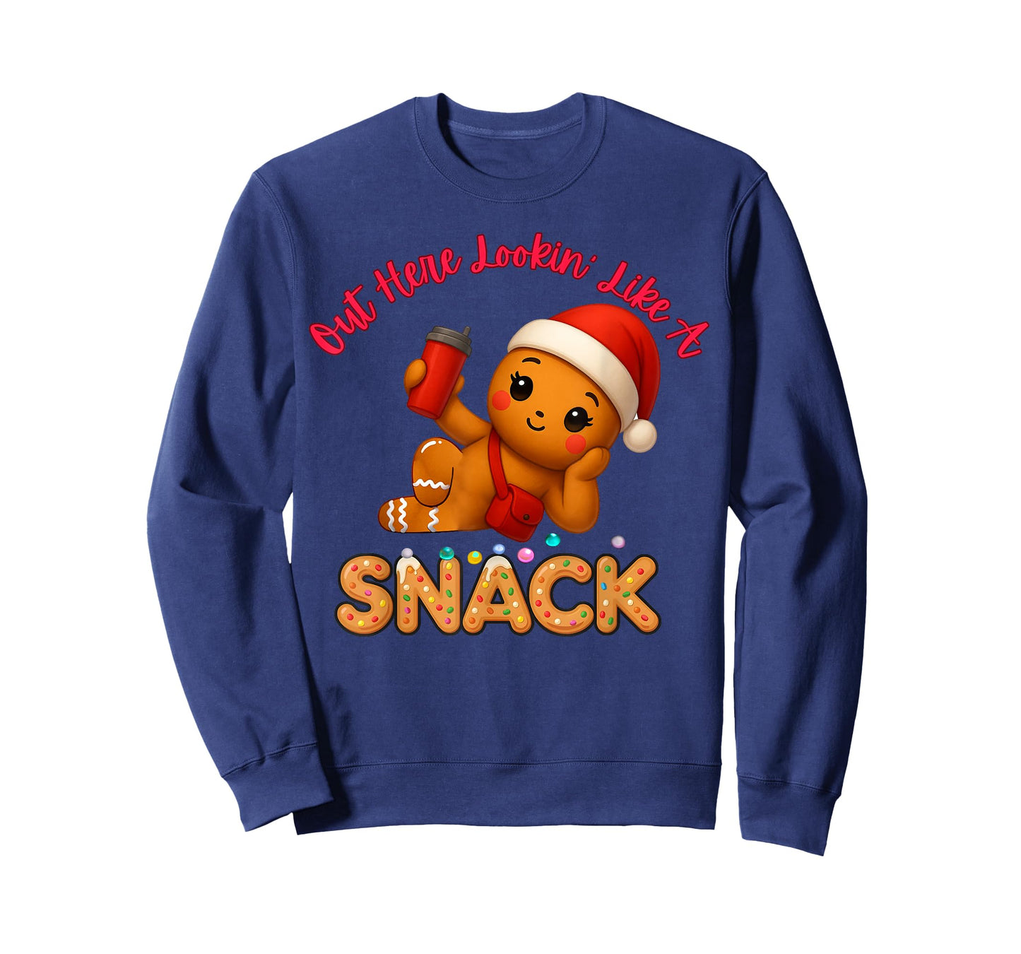 Out Here Looking Like A Snack Funny Xmas Light Gingerbread T-Shirt