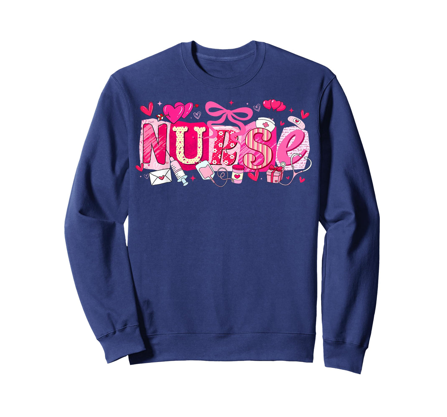 Happy Valentine Nurse Coquette Bow Heart Girl Women T-Shirt
