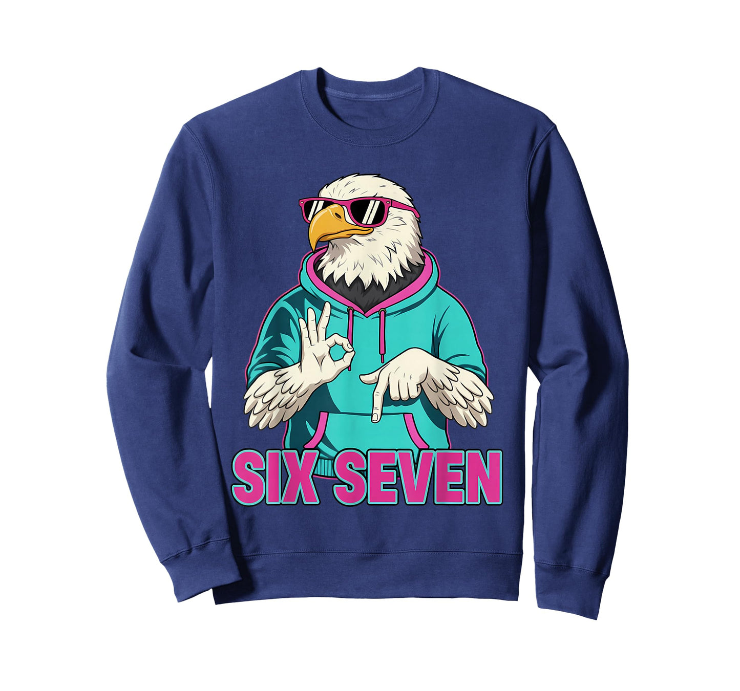 Six Seven Meme Cute Bald Eagle 67 Funny Gen Z Apha Slang T-Shirt