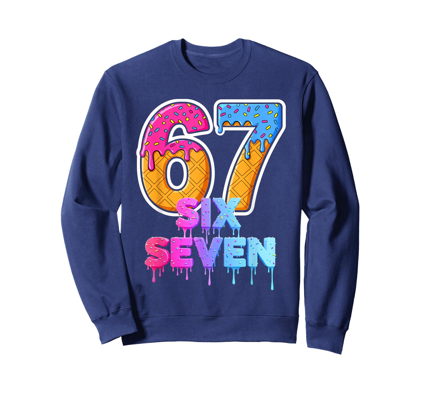 Six Seven Ice Cream Drip Gen Alpha Slang Funny 6 7 Meme T-Shirt