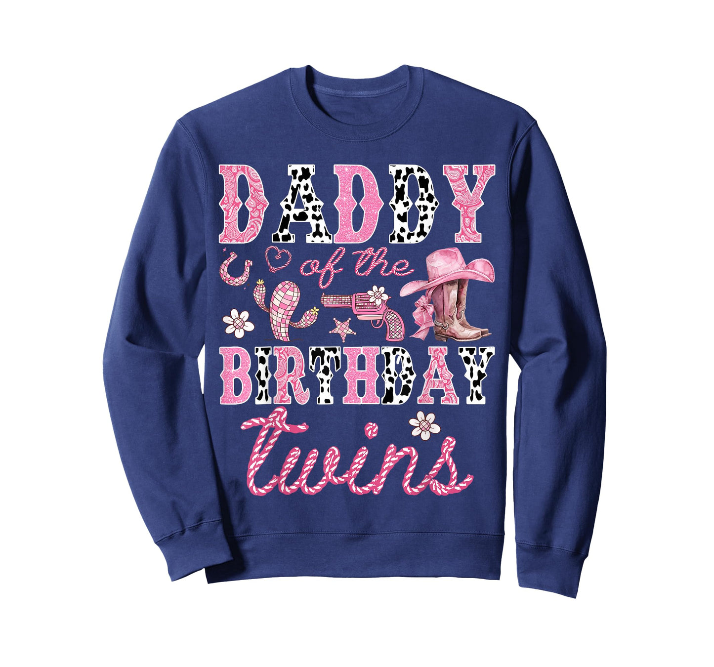 Daddy of The Birthday Twins Cowgirl Rodeo Western Matching T-Shirt