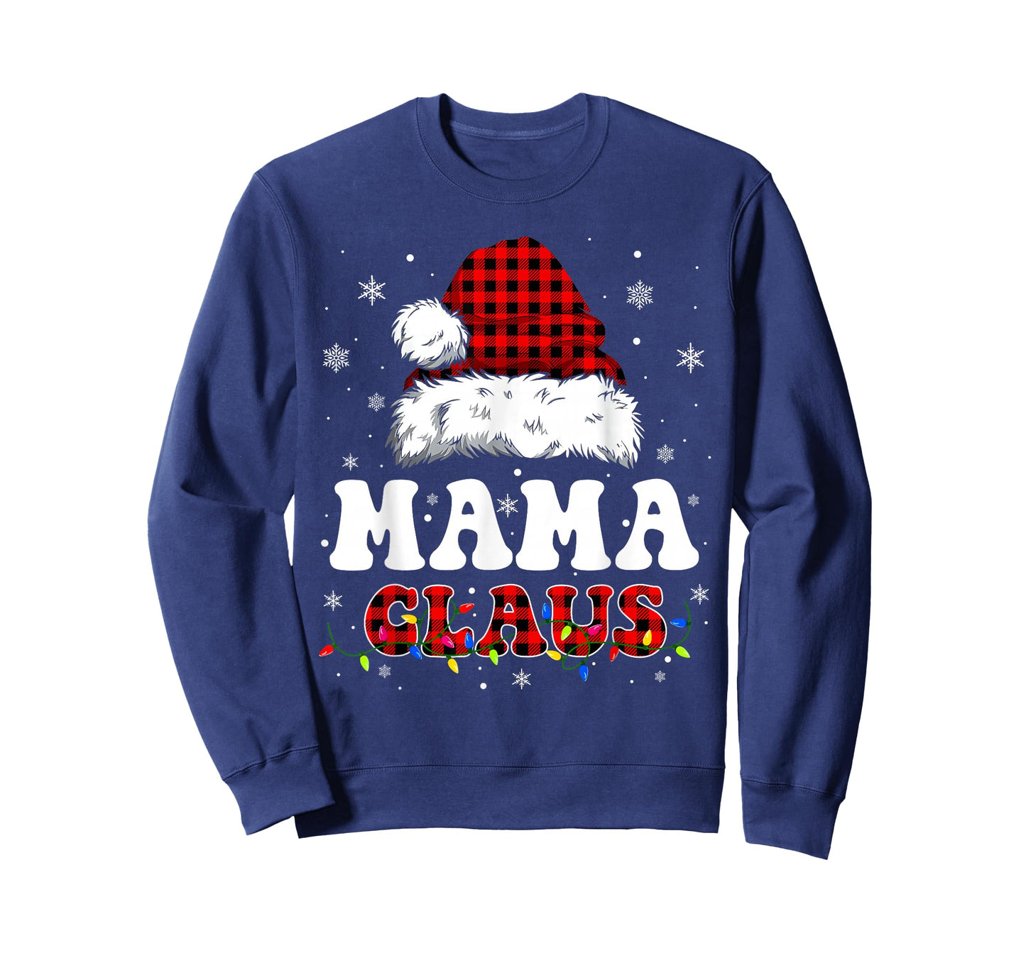 Mama Claus Funny Christmas Lights Pajama Family Matching T-Shirt