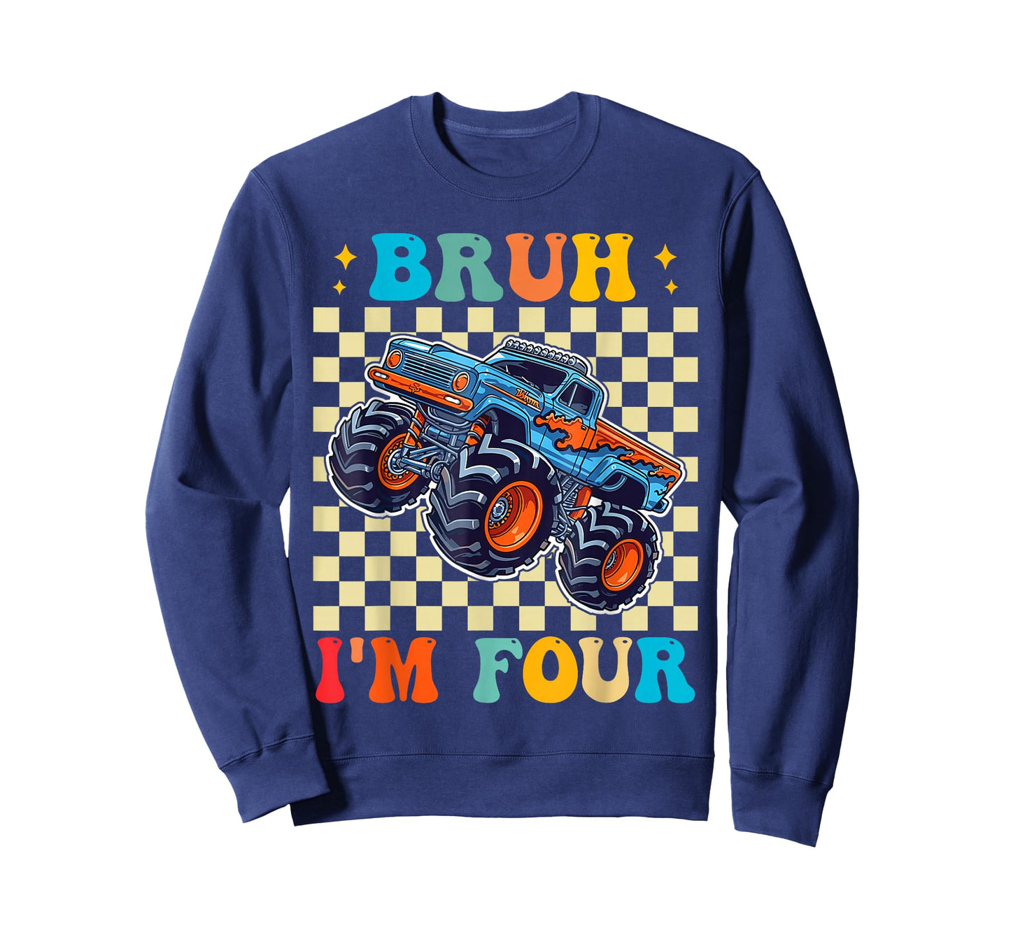 Kids Bruh I'm Four 4 Year Old Monster Truck 4th Birthday Boy T-Shirt