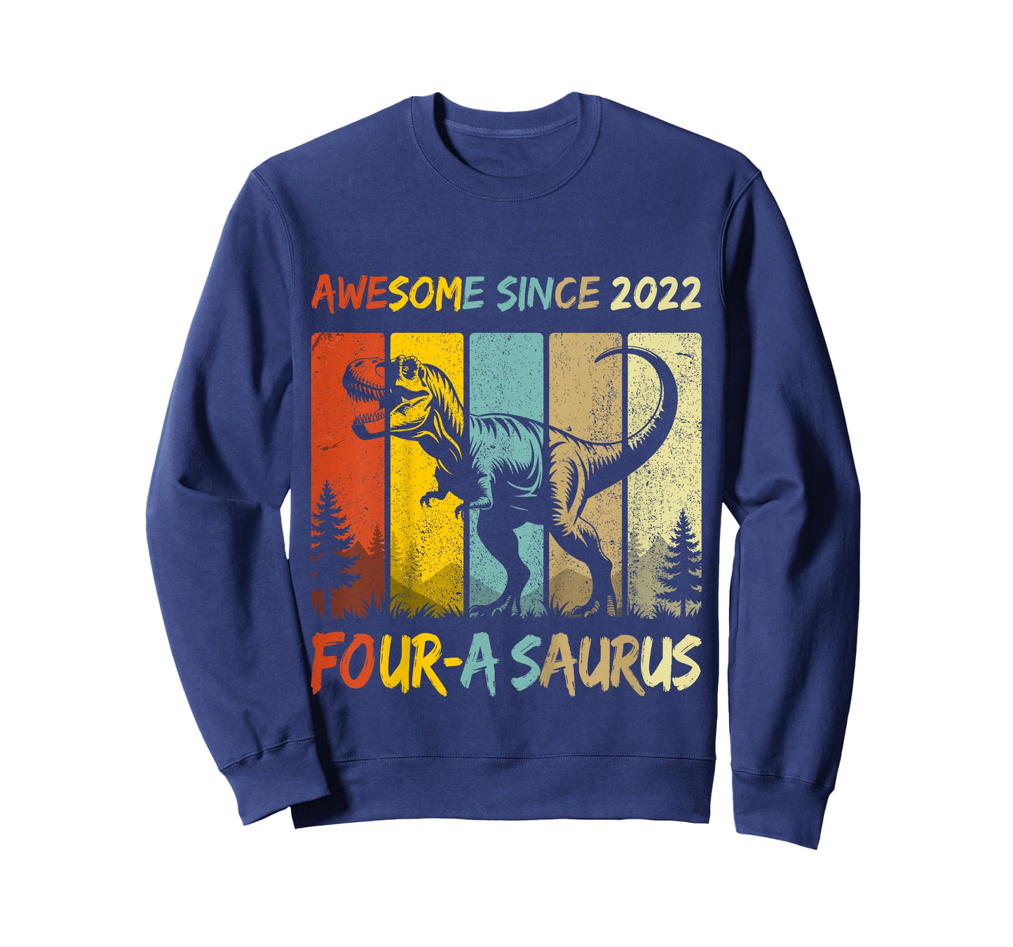 Kids 4 Year Old Dinosaur 4th Birthday Four Saurus Boys Born 2022 T-Shirt