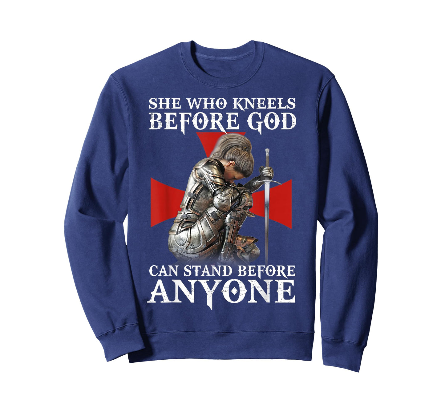Women Knight Templar Warrior Kneels Before God T-Shirt