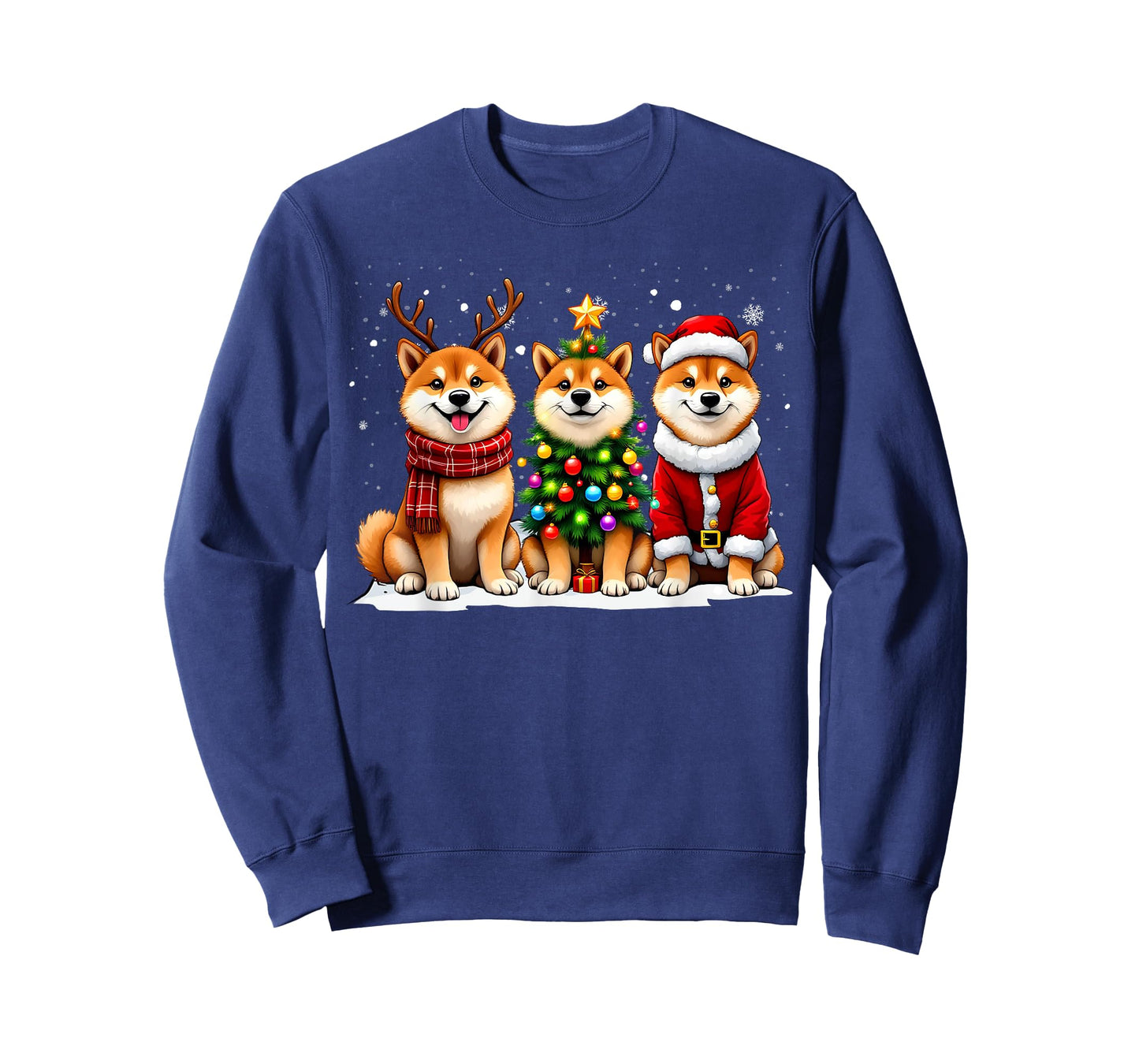 Retro Christmas Shiba Inu Santa Reindeer Dog Lover T-Shirt