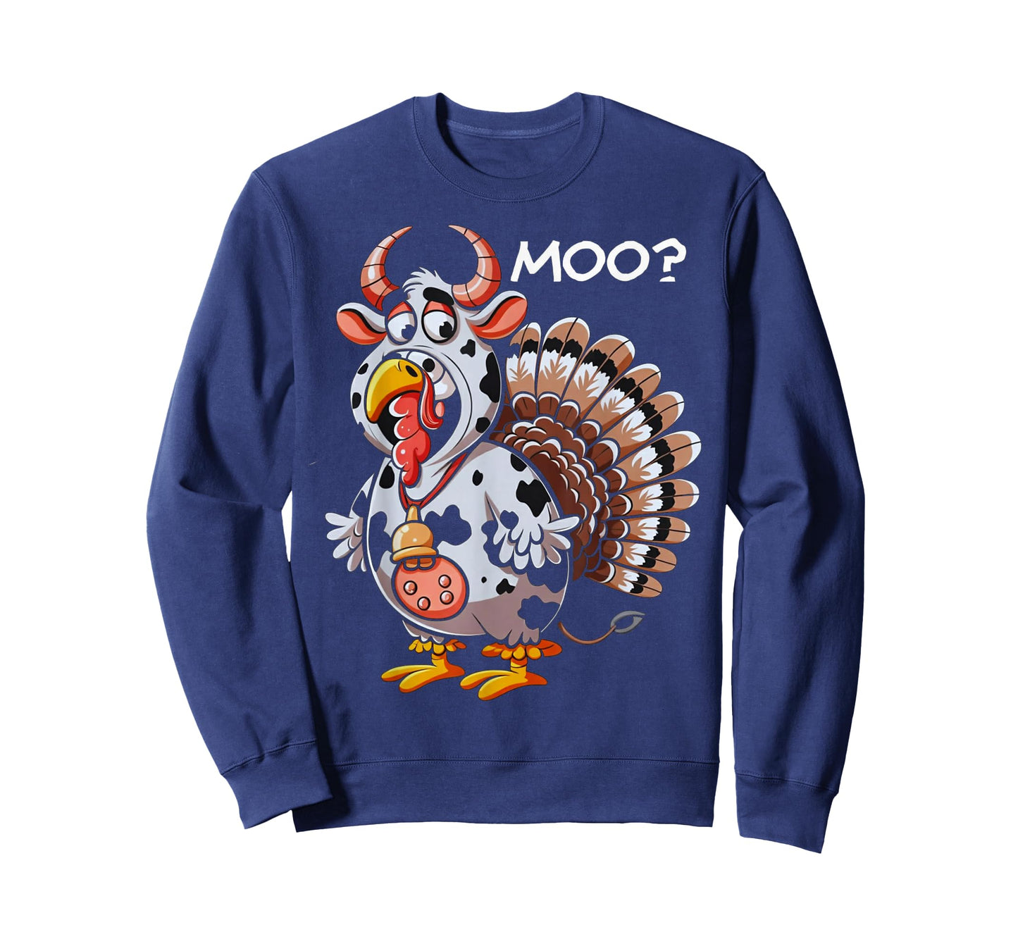 Thanksgiving Turkey Moo Cow Funny Fall Men Women Kids T-Shirt