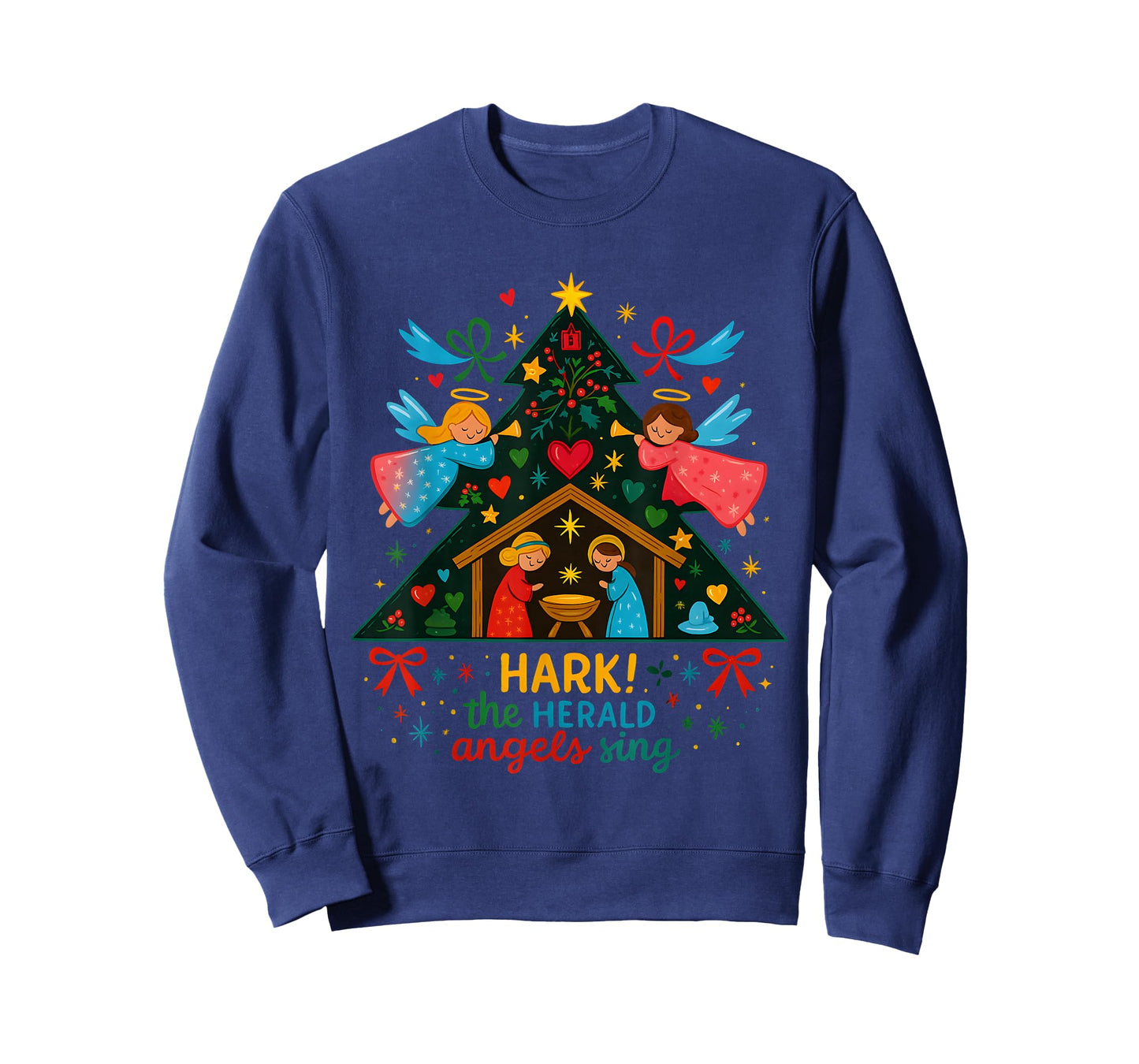 Nativity Hark The Herald Angels Sing Cute Christmas T-Shirt