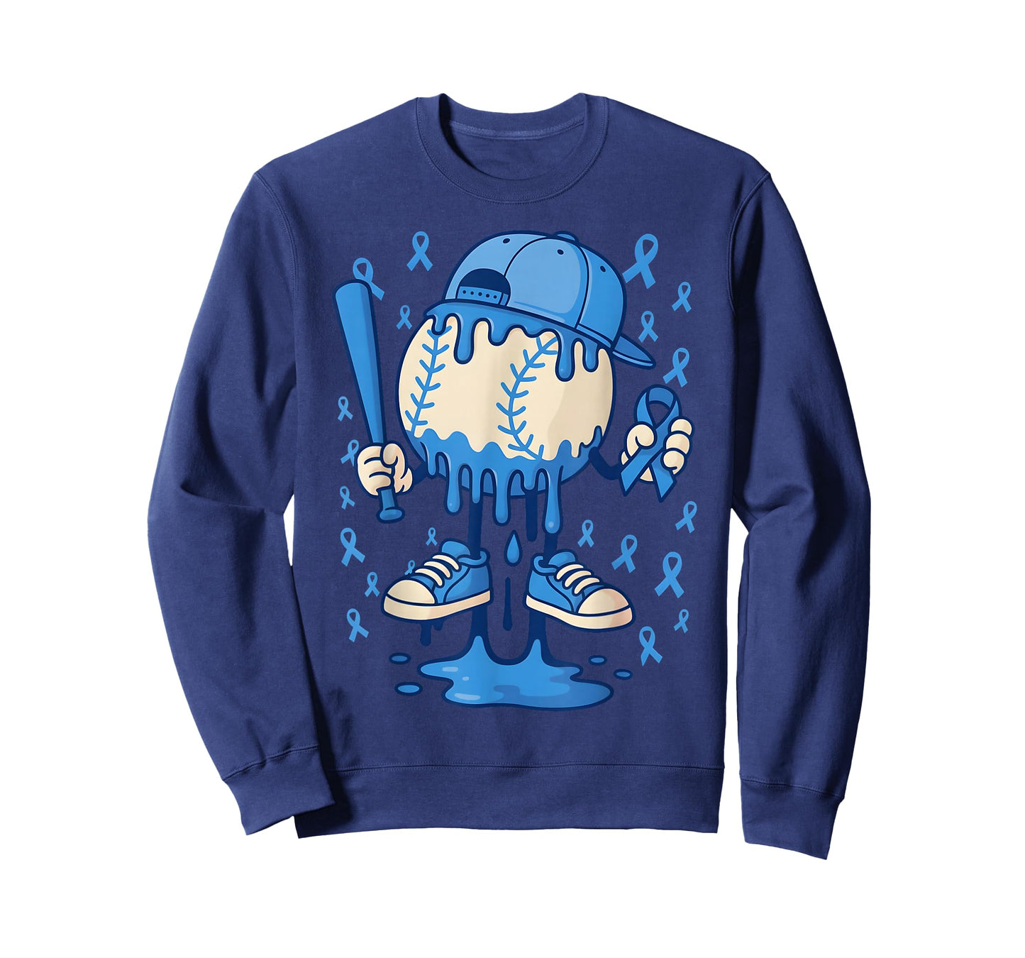 Baseball Drip Ice Cream Diabetes Awareness Ribbon Boys Girls T-Shirt