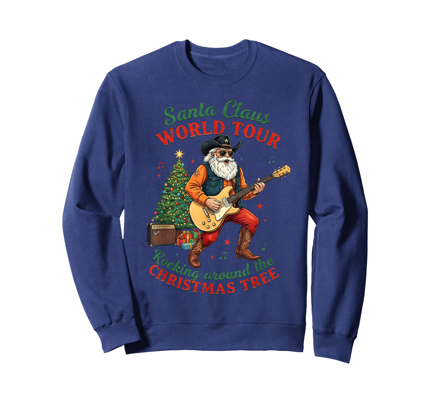 Santa Claus World Tour Rocking Around The Christmas Western T-Shirt