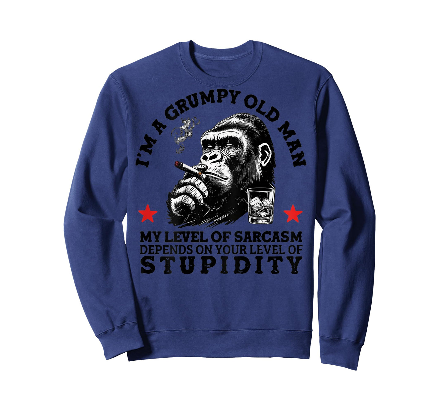 (On Back) Grumpy Old Man - My Level of Sarcasm Funny Monkey T-Shirt