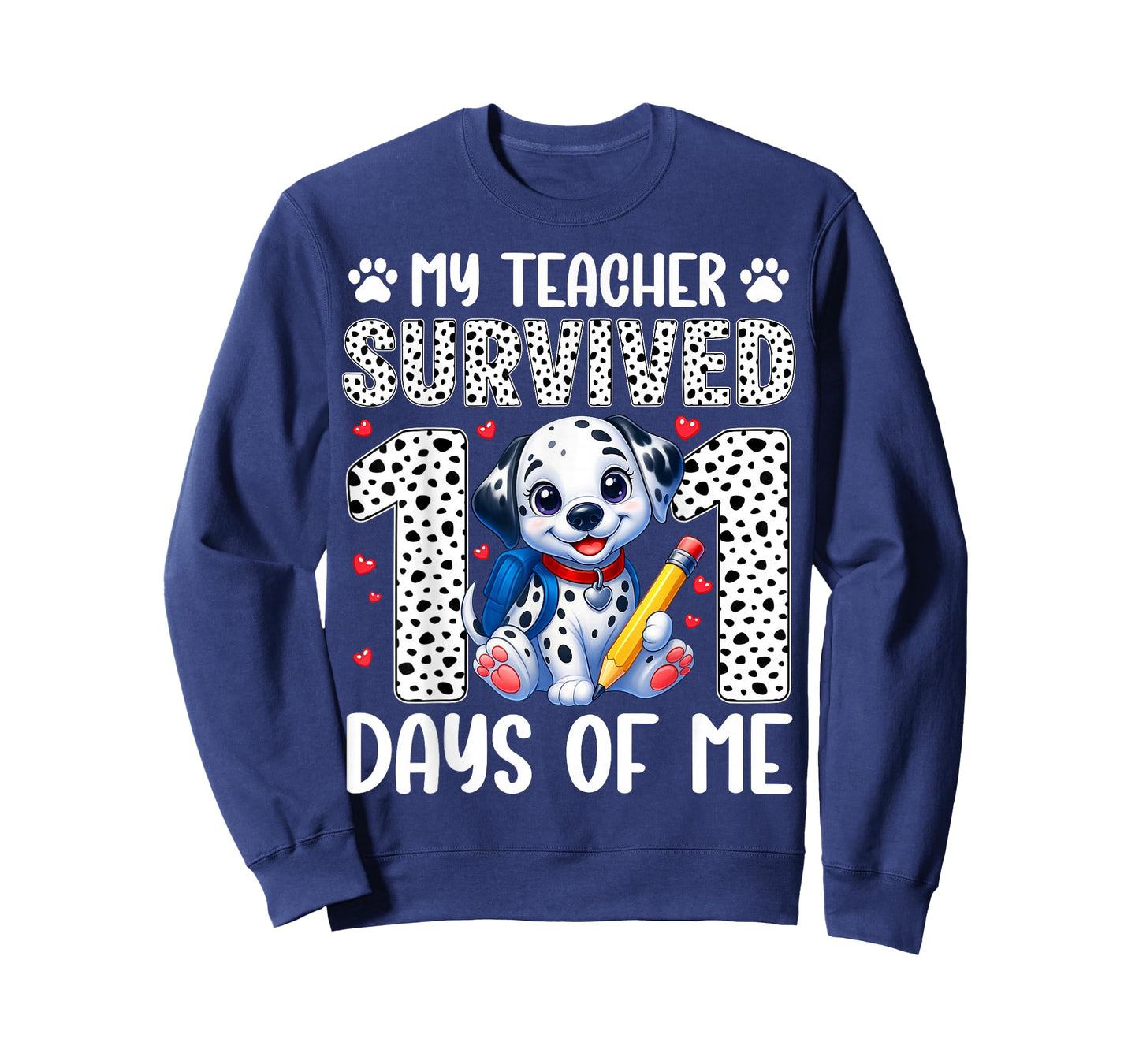 My Teacher Survived 101 Day of Me 100th Day Dog Boy Kid Girl T-Shirt