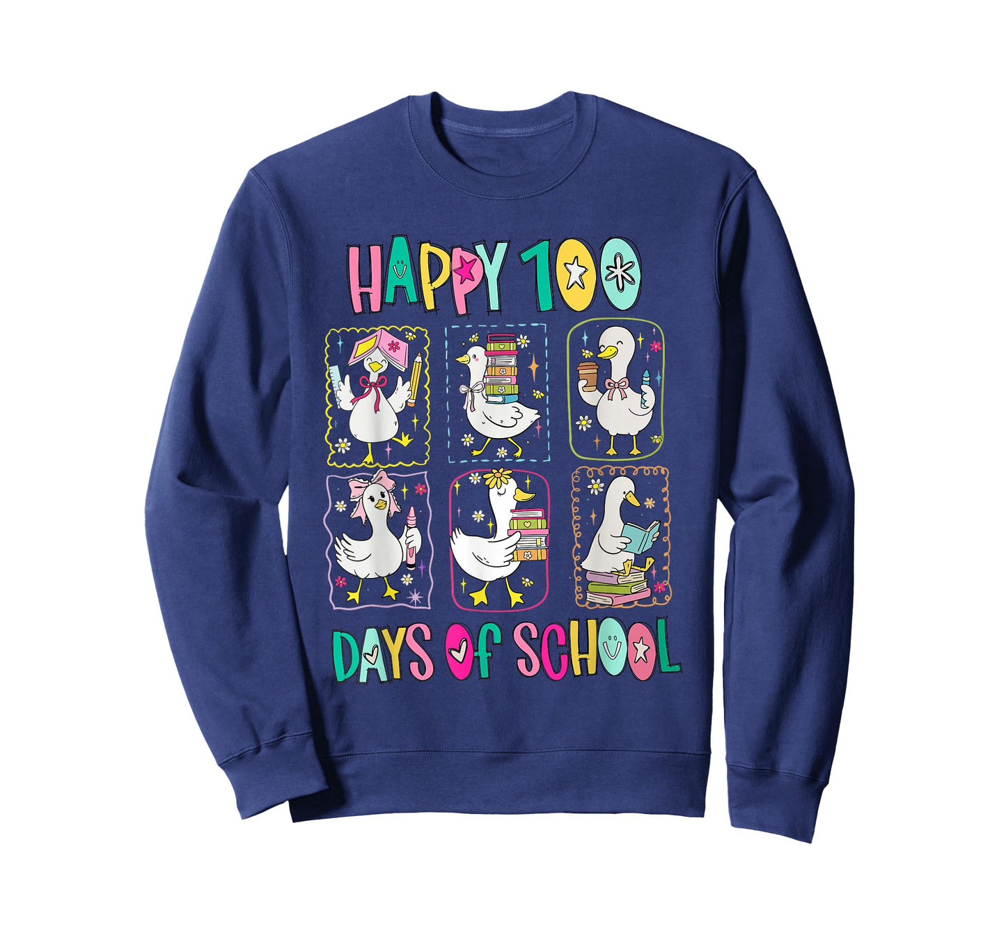 Funny Silly Goose Happy 100 Days of School Teacher Goose T-Shirt