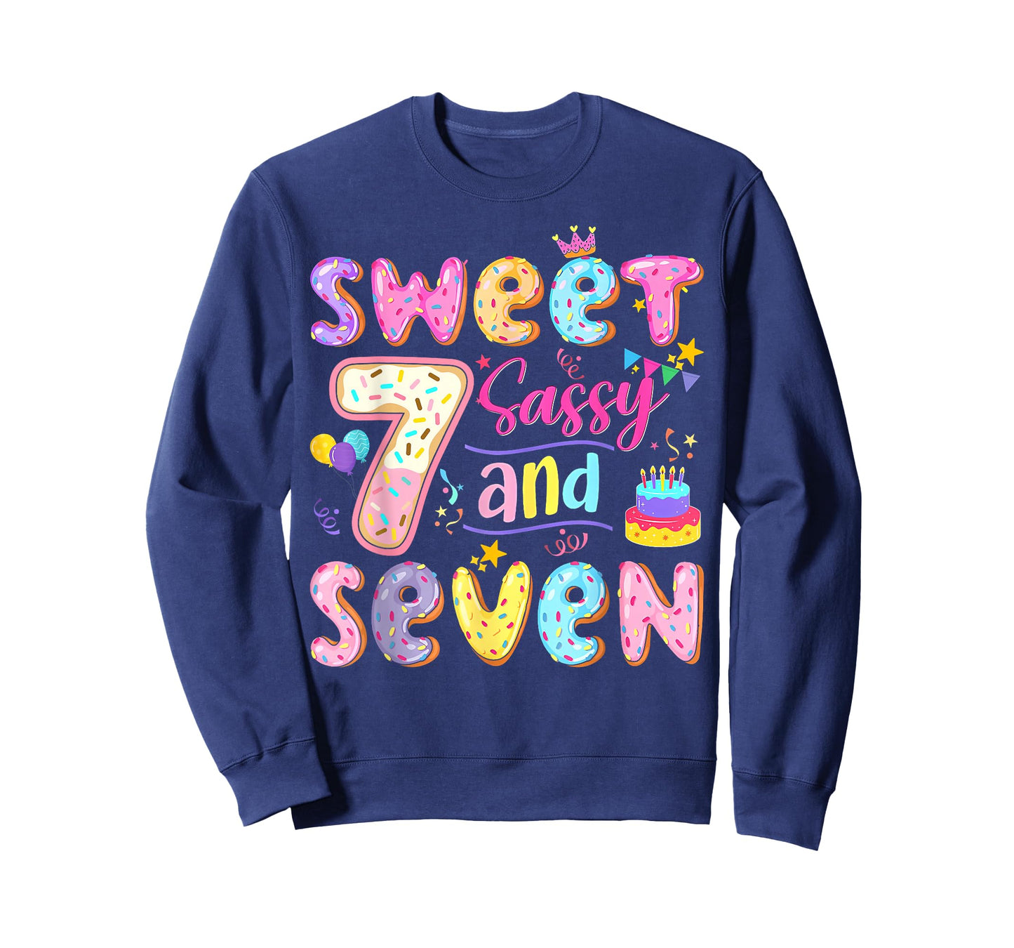 7Th Birthday Girl Donut Sweet Sassy and Seven Birthday T-Shirt