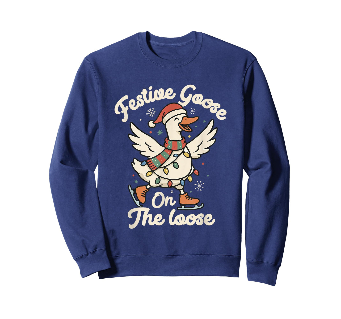 Festive Goose On The Loose Christmas Santa Goose Holiday T-Shirt