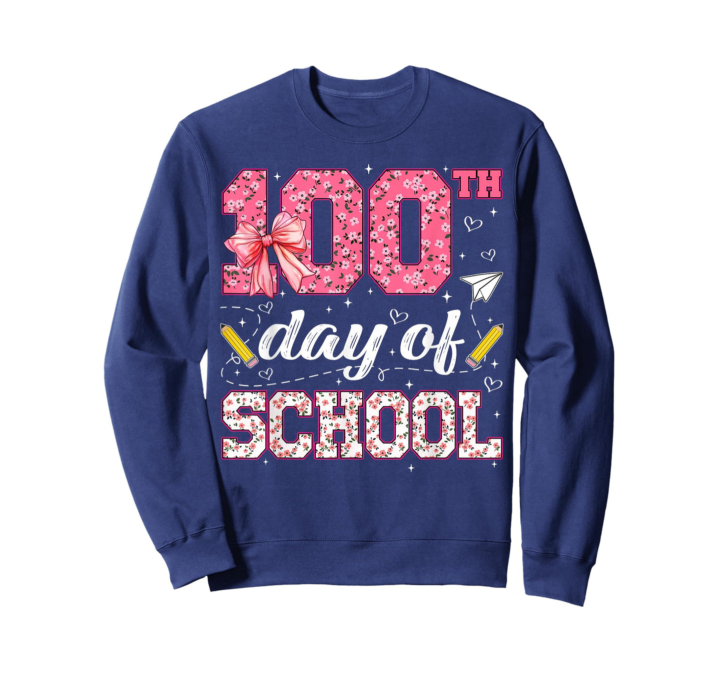 100 Day of School Coquette Bow Floral 100th Day Teacher Girl T-Shirt
