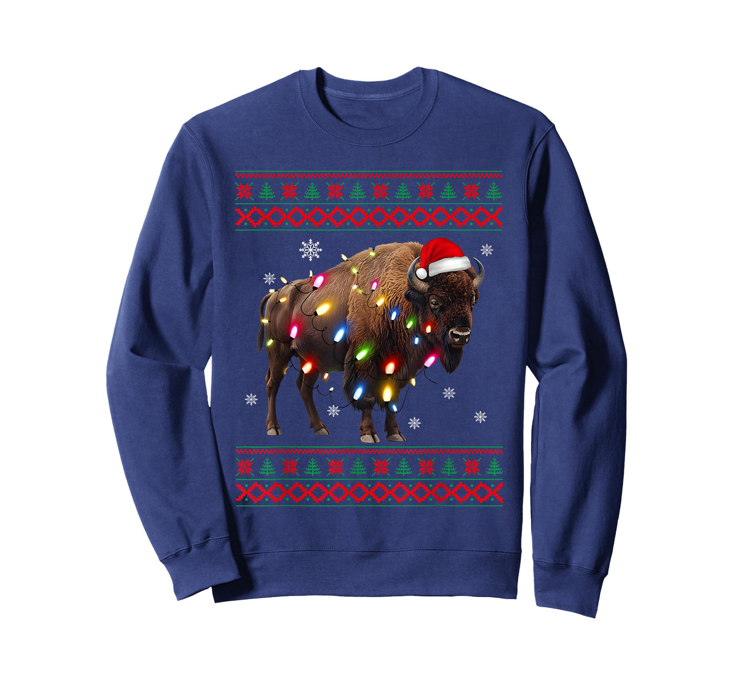 Bison Christmas Sweater Bison Christmas Tree Lights T-Shirt