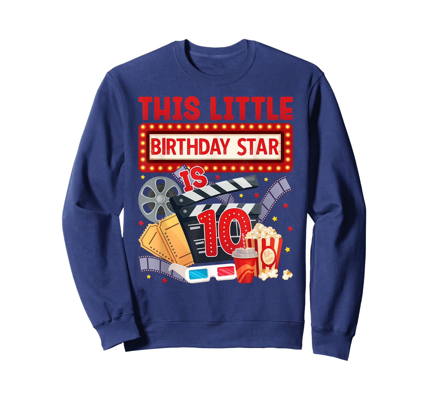 10th Movie Night Themed Birthday Ten Year Old Movie Lover T-Shirt