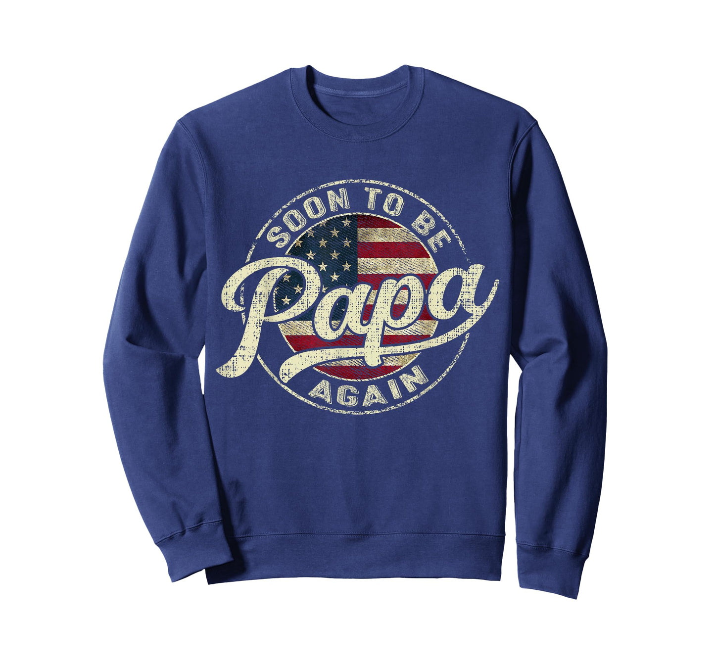 Mens Soon to Be Papa Again Pregnancy Expecting Baby USA Flag Papa T-Shirt
