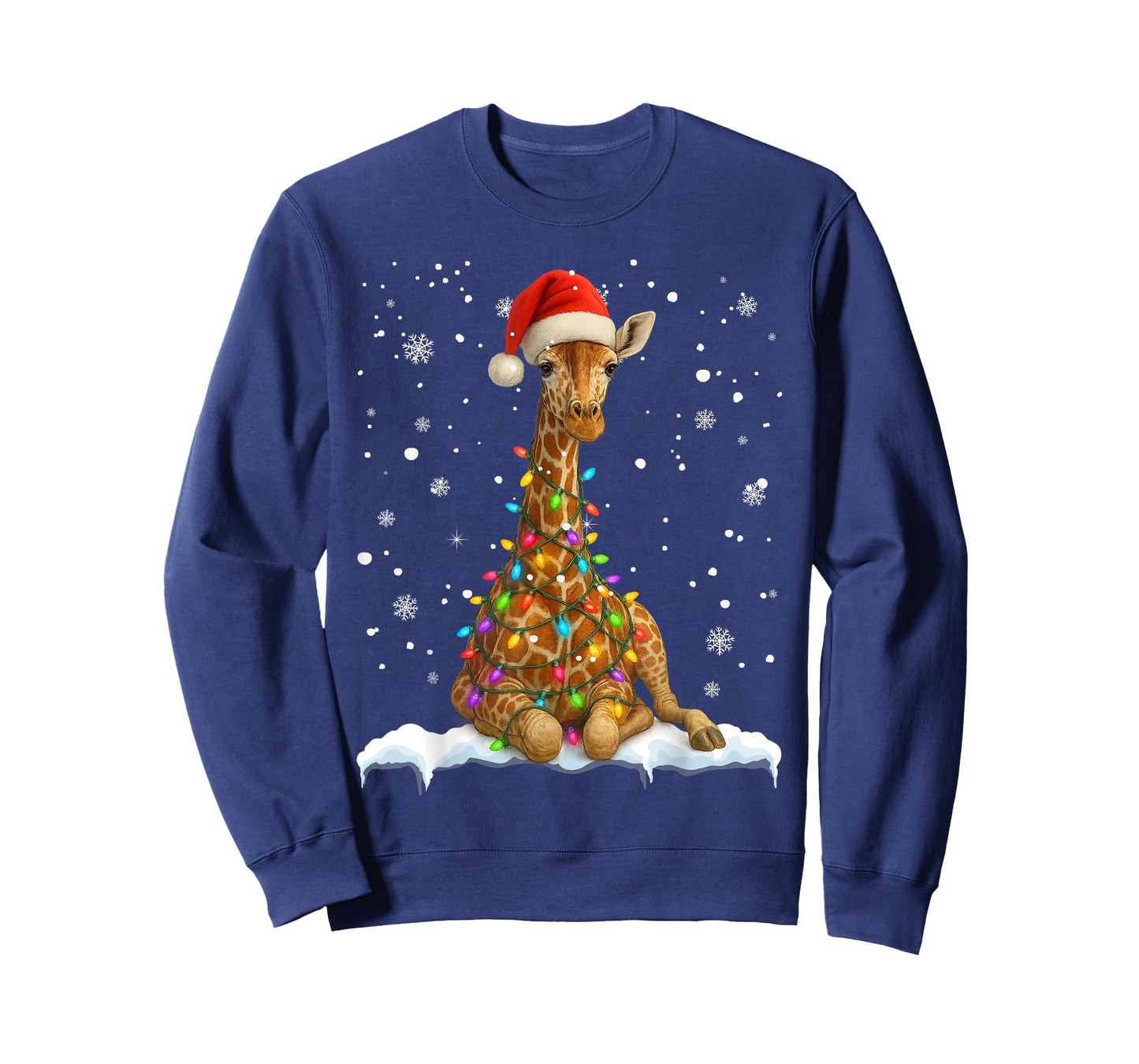 Cute Giraffe Christmas Light Funny Giraffe Lover Xmas T-Shirt