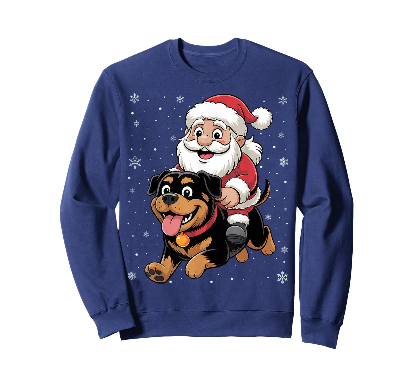 Santa Claus Riding Rottweiler Dog Christmas Matching PJs T-Shirt