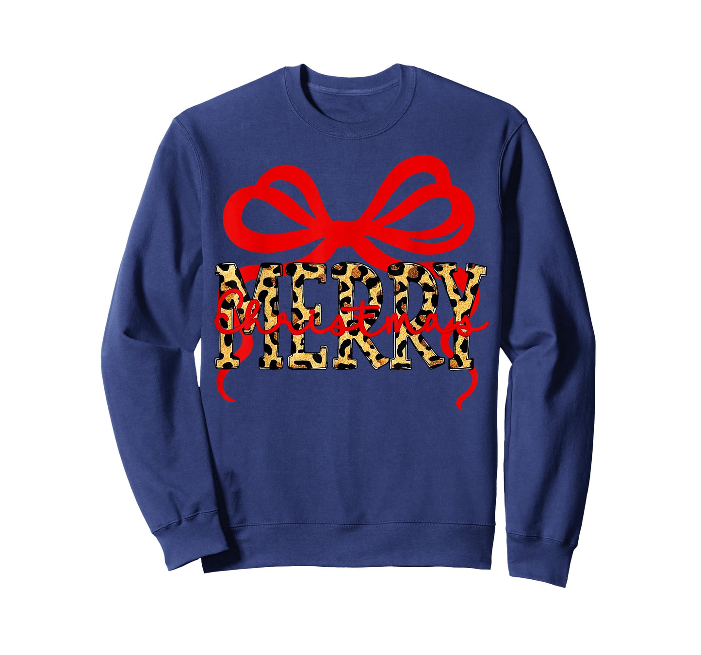Leopard Merry Christmas Coquette Bow Xmas Holiday T-Shirt