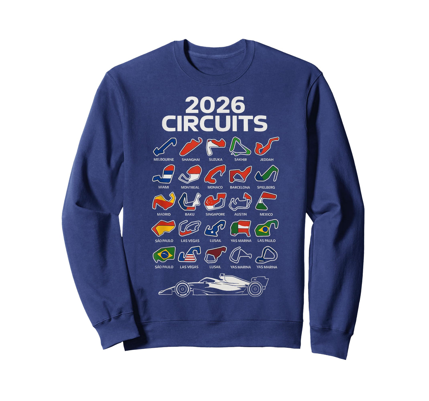 2026 Calendar Circuit Racing Car Silhouette T-Shirt