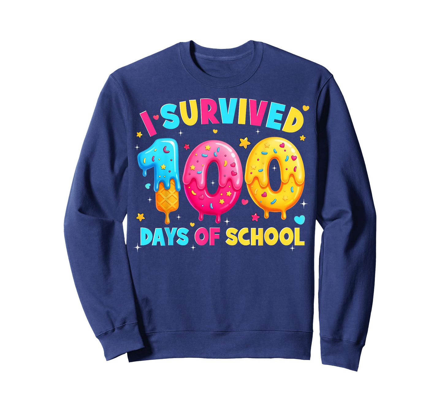 I Survived 100 Days of School Ice Cream Drip Boy Girl Kid T-Shirt