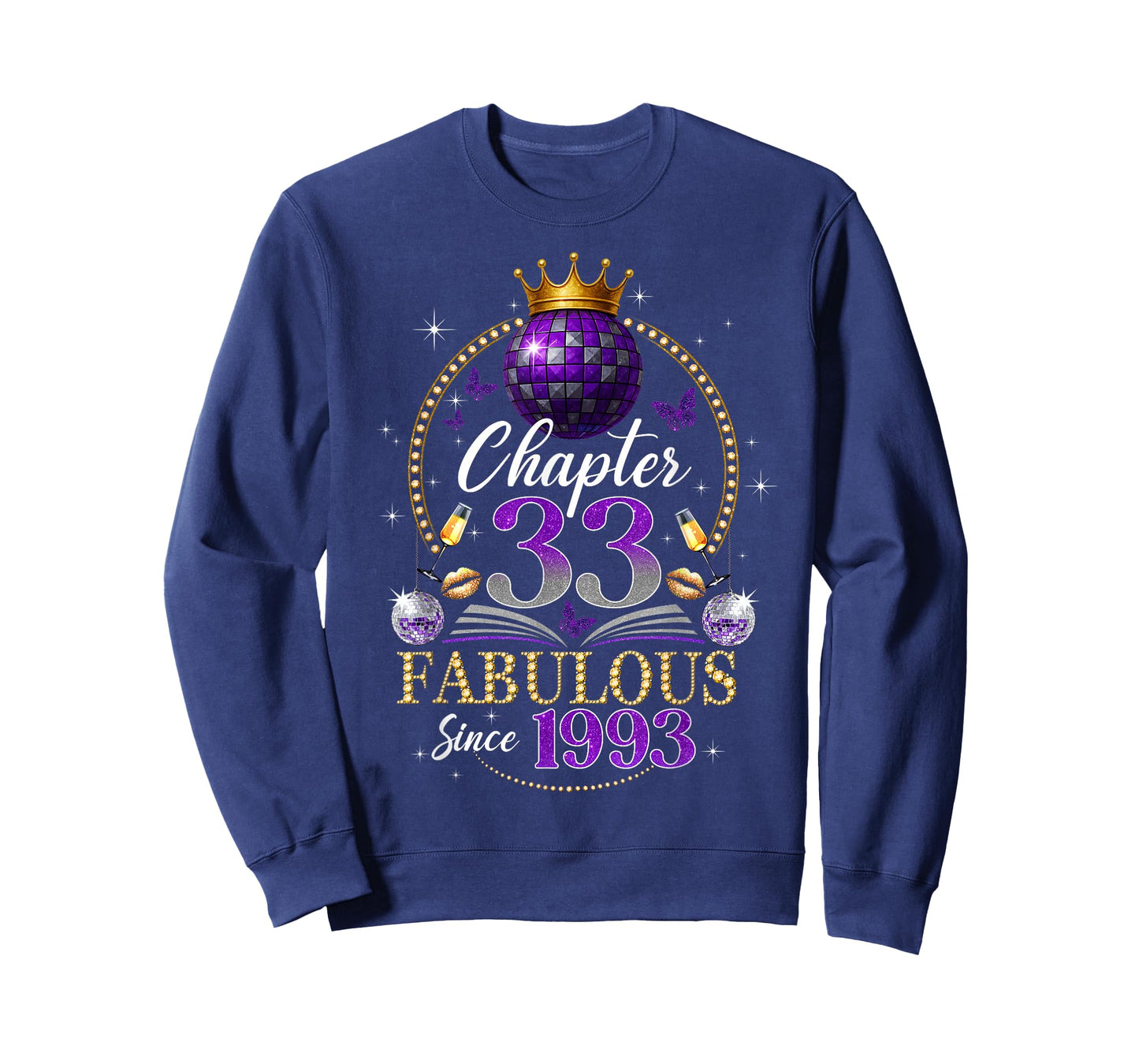 Chapter 33 Since 1993 Purple Disco Ball 33rd Birthday Women T-Shirt
