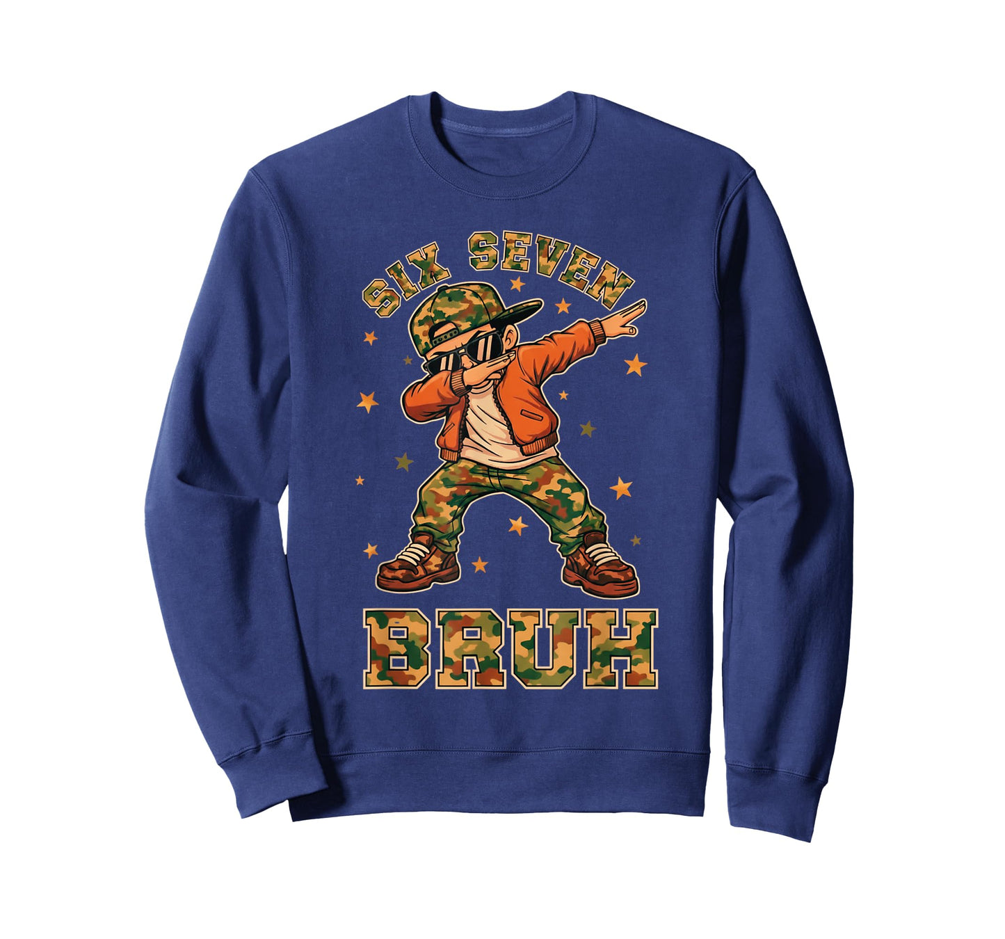 Funny Six Seven Bruh Dabbing Camo Kid Meme T-Shirt