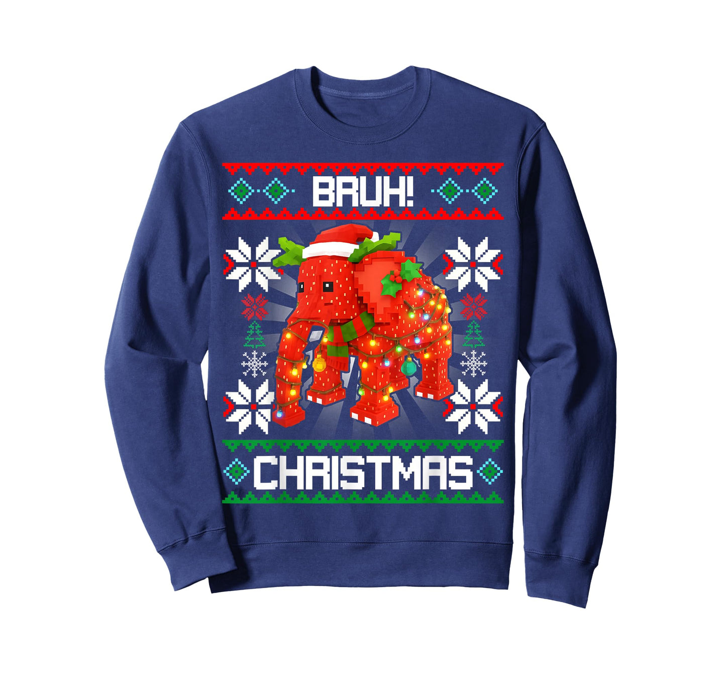 Bruh Strawberry Elephant Christmas Brainrot for Boys Kids T-Shirt