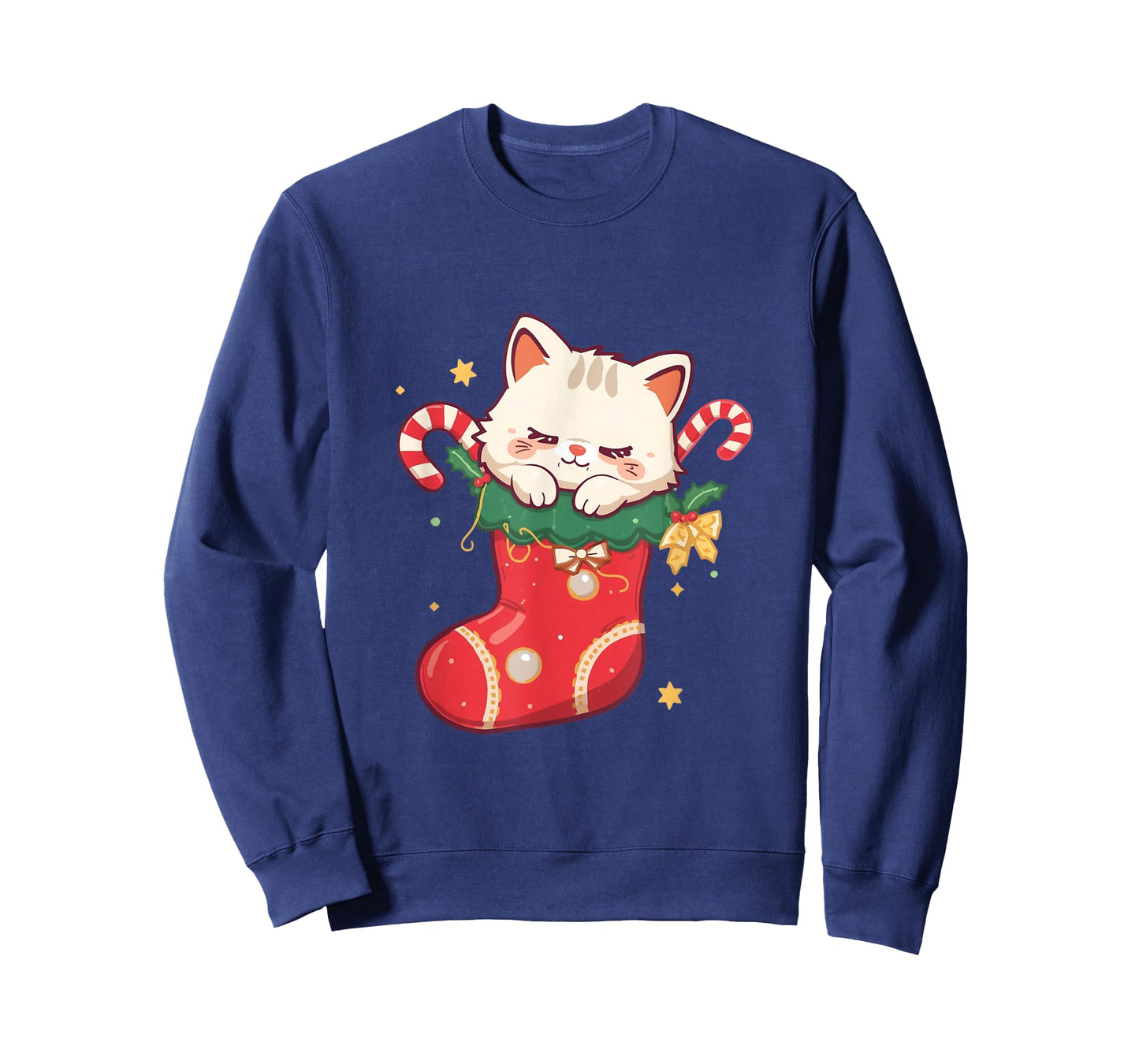 Cute Cat in Christmas Stocking Kawaii Anime Xmas Gift T-Shirt