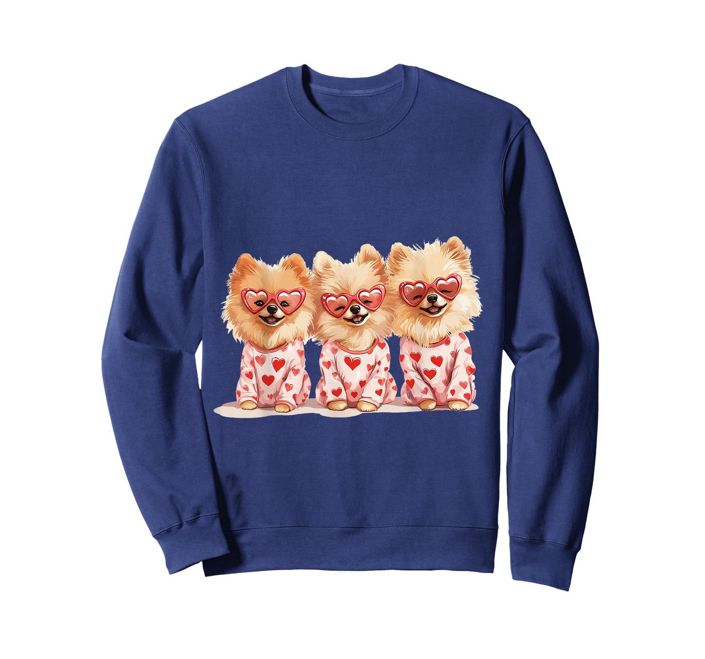 Cute Valentine Pomeranian Dogs Heart Sunglasses Love Pajamas T-Shirt