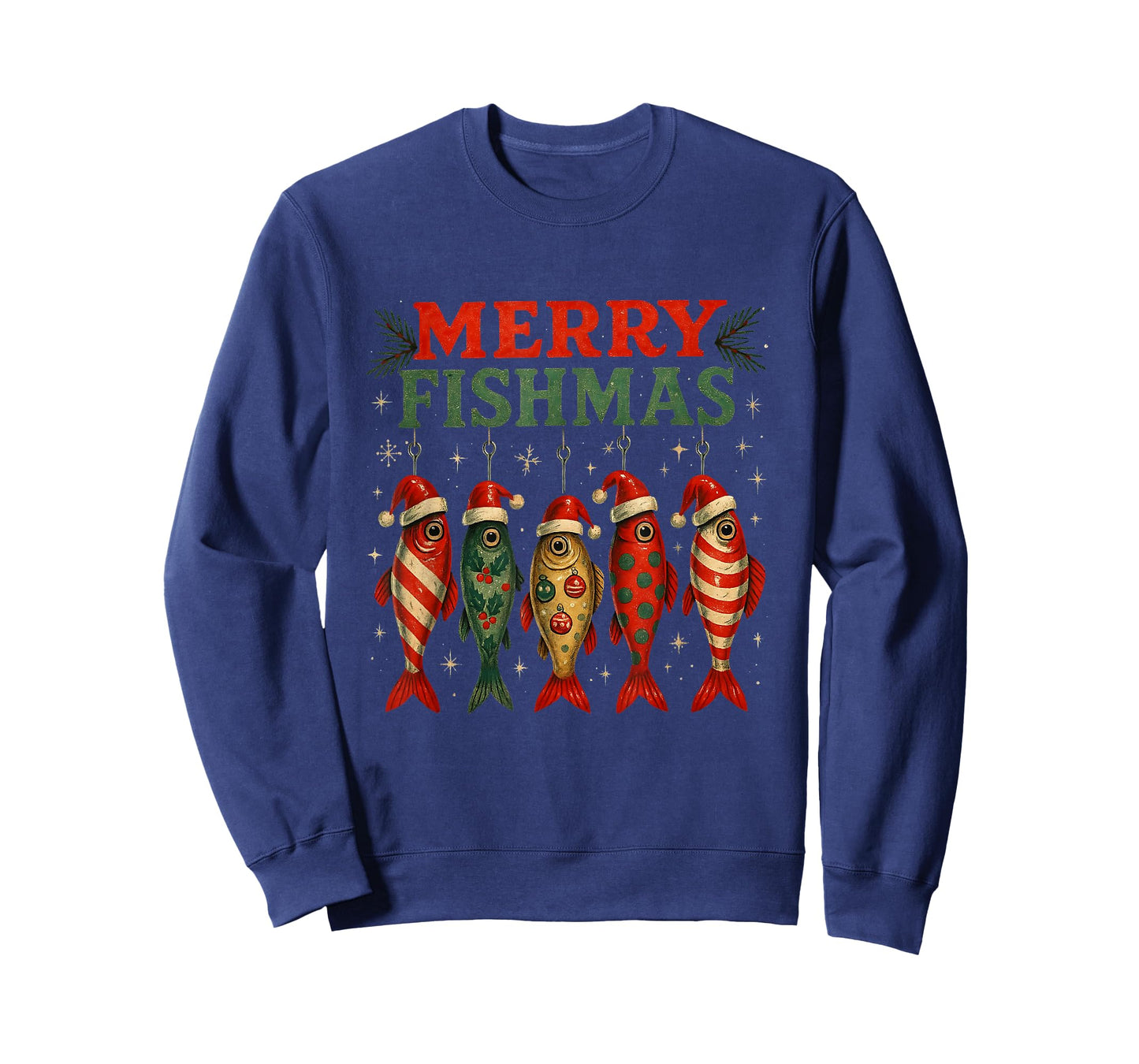 Merry Fishmas Funny Fishing Christmas Design T-Shirt