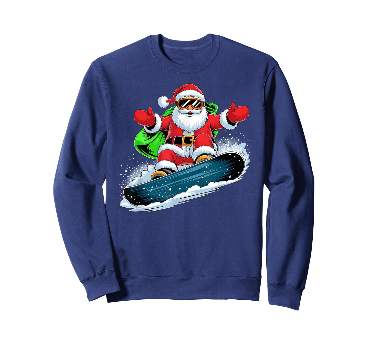 Santa Snowboarding Christmas for Boys Kids Xmas Pajamas T-Shirt