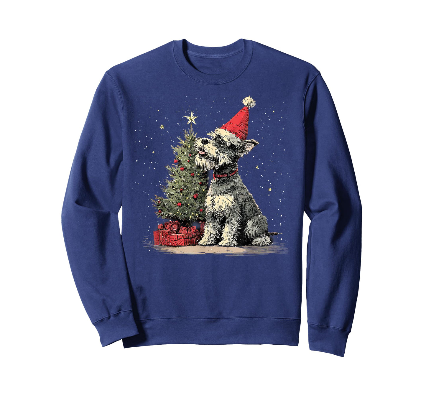 Funny Schnauzer Christmas Tree Dog Lights Xmas T-Shirt